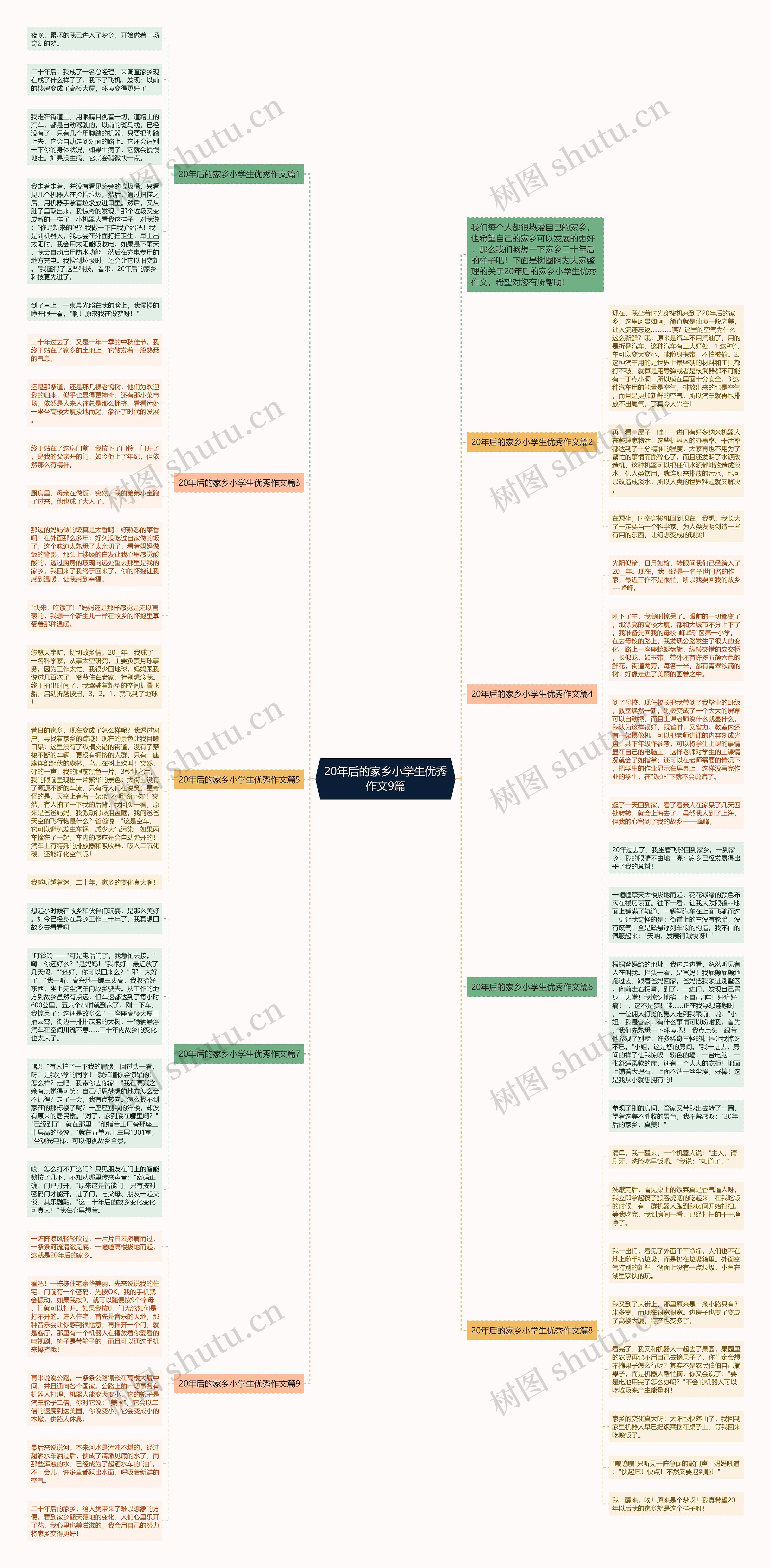 20年后的家乡小学生优秀作文9篇思维导图