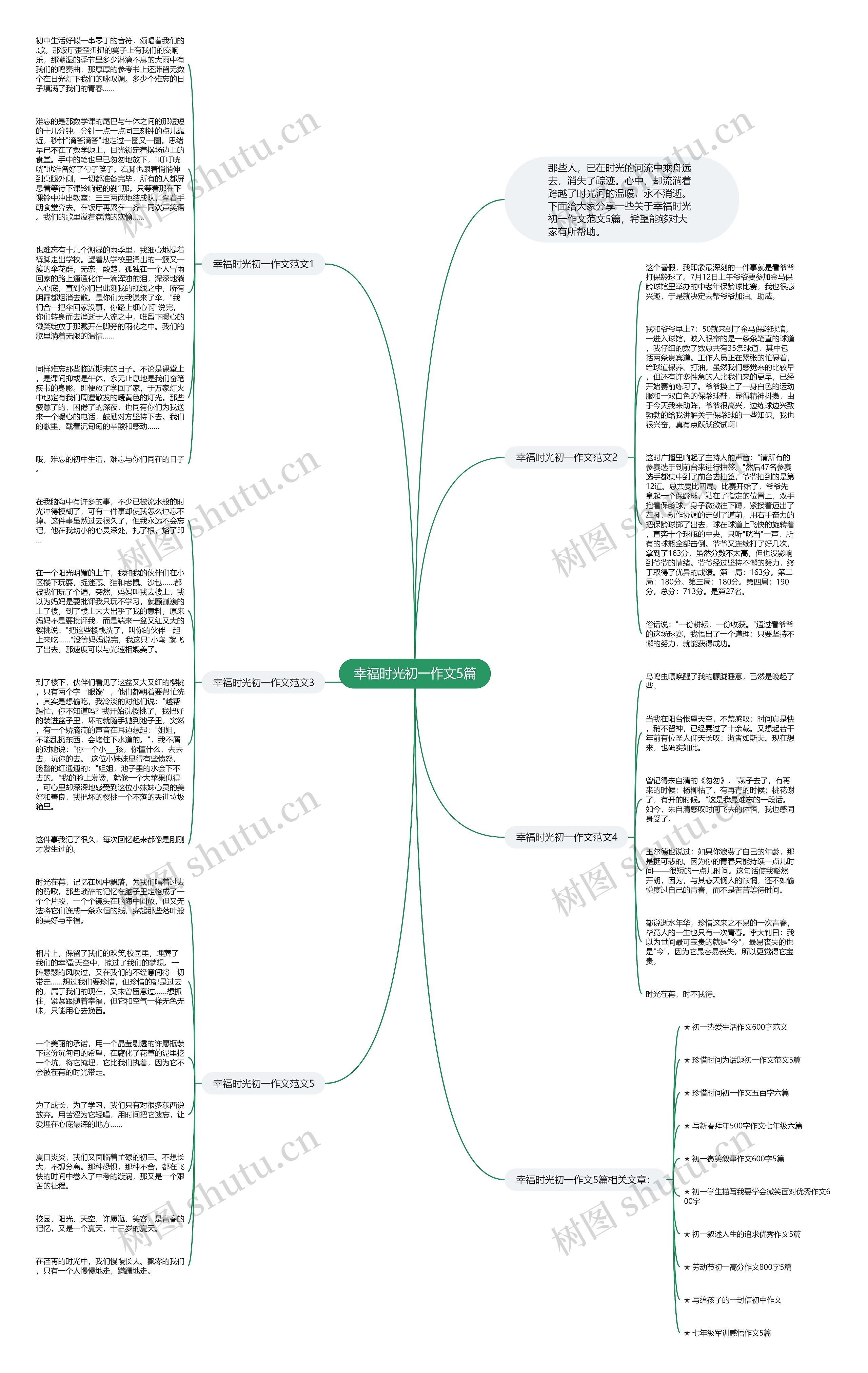 幸福时光初一作文5篇思维导图