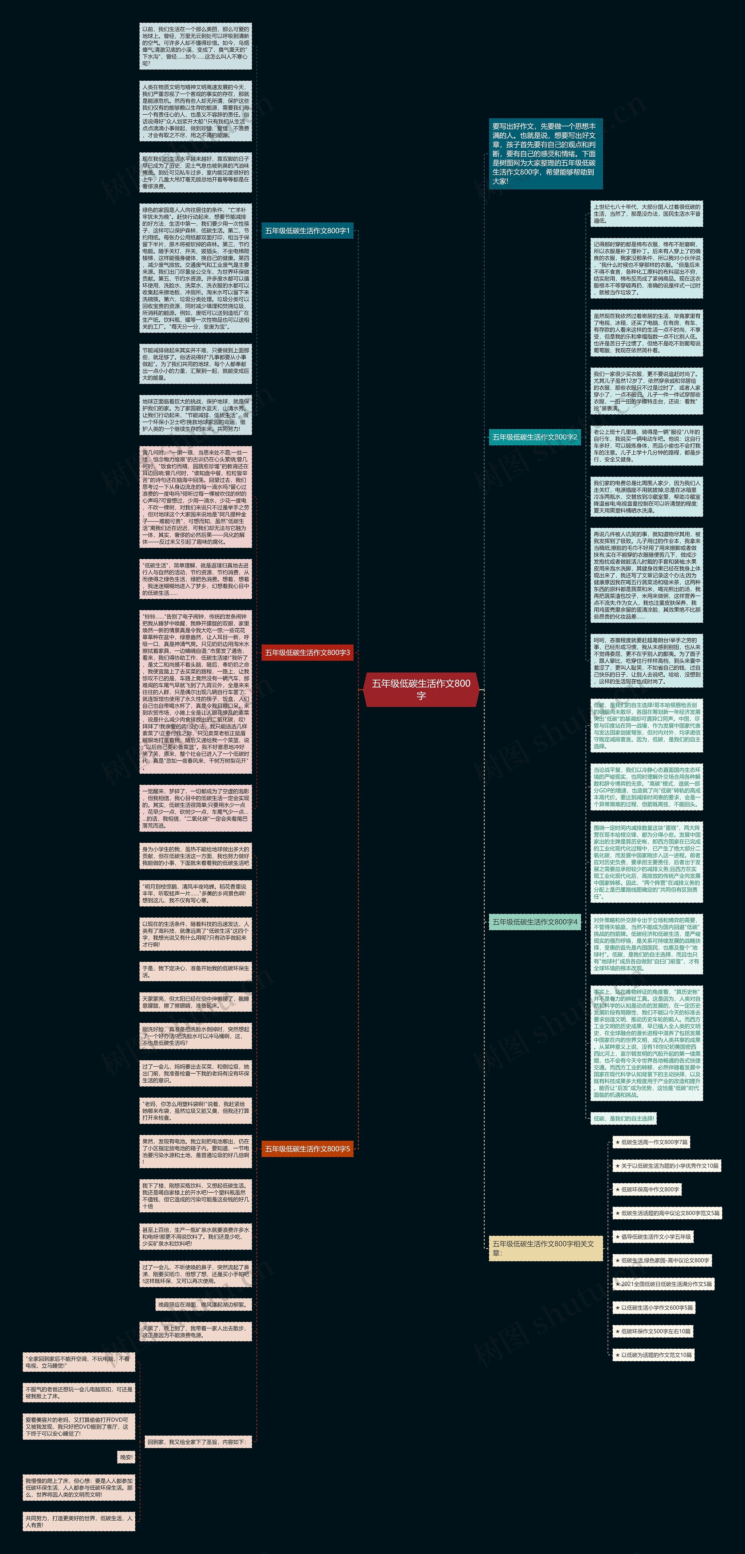 五年级低碳生活作文800字思维导图