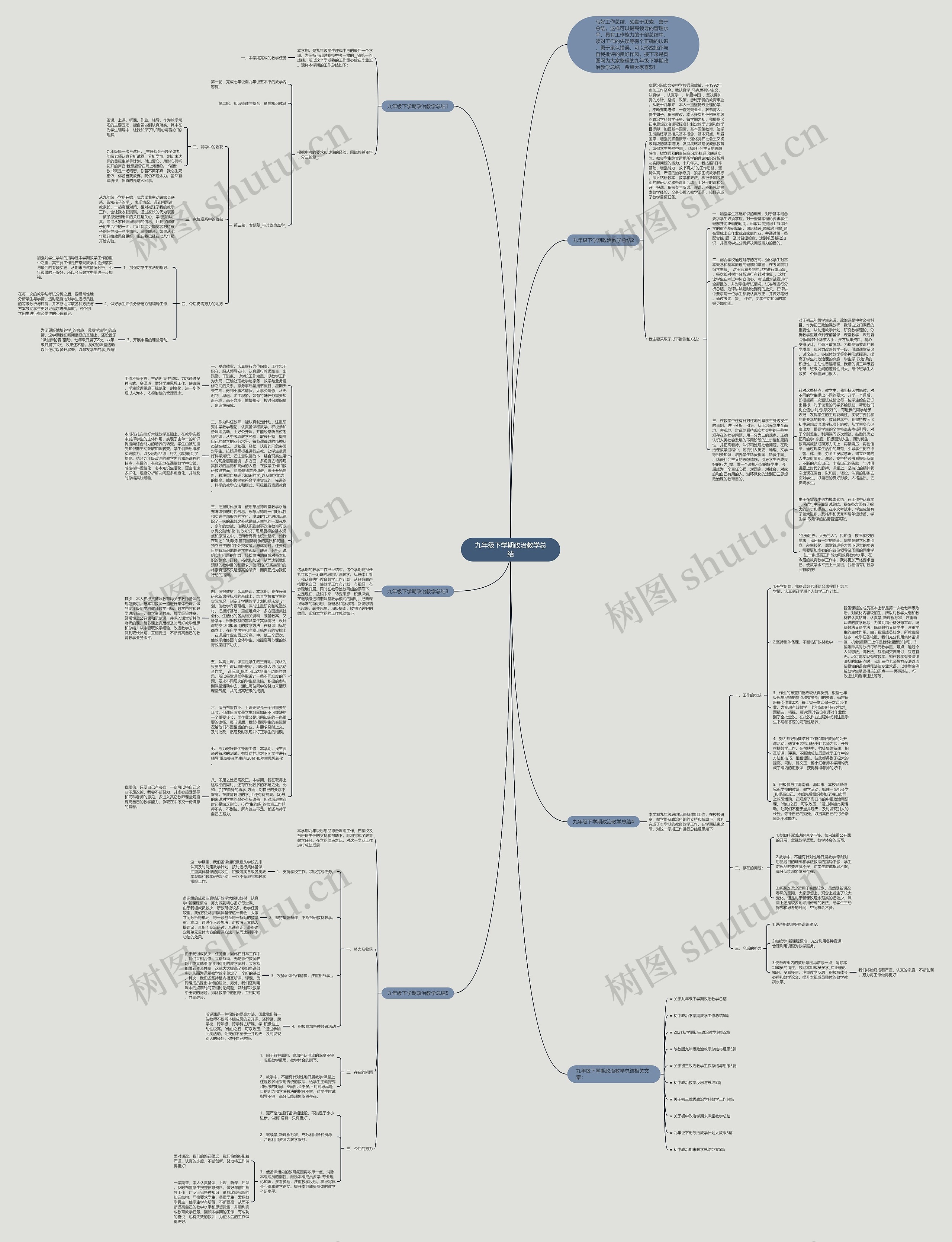 九年级下学期政治教学总结思维导图