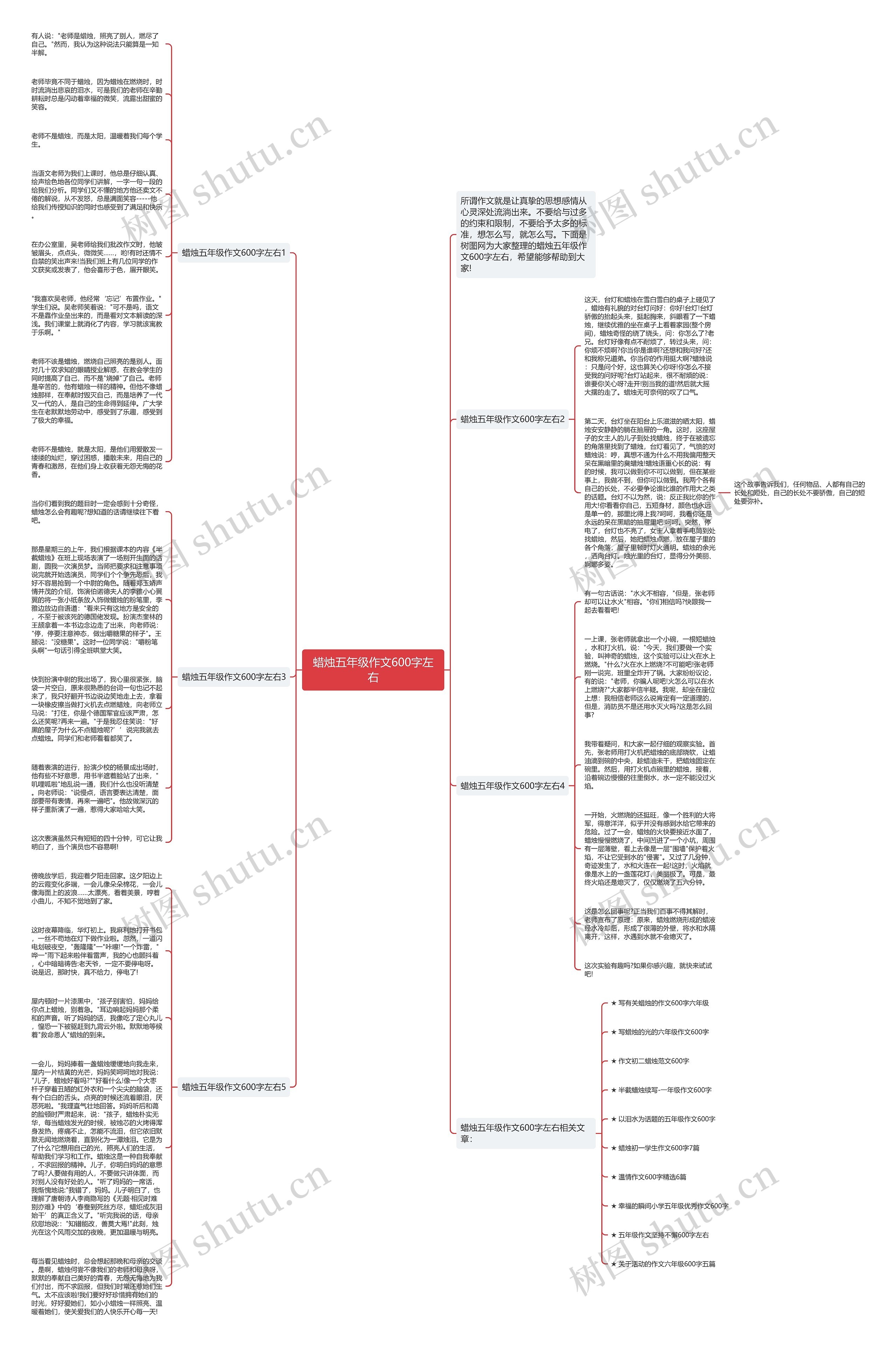 蜡烛五年级作文600字左右思维导图