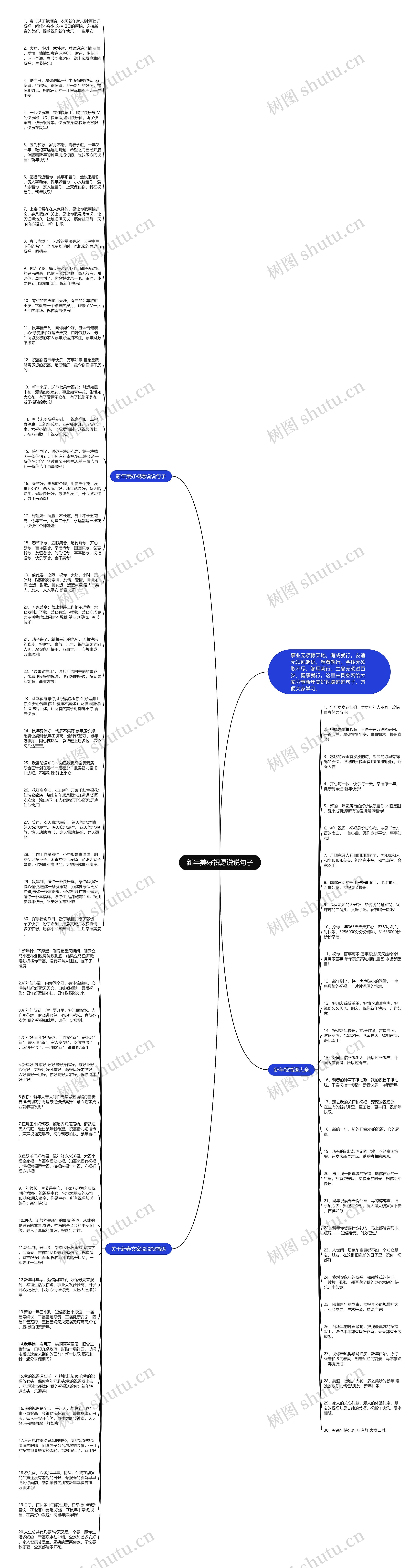 新年美好祝愿说说句子思维导图