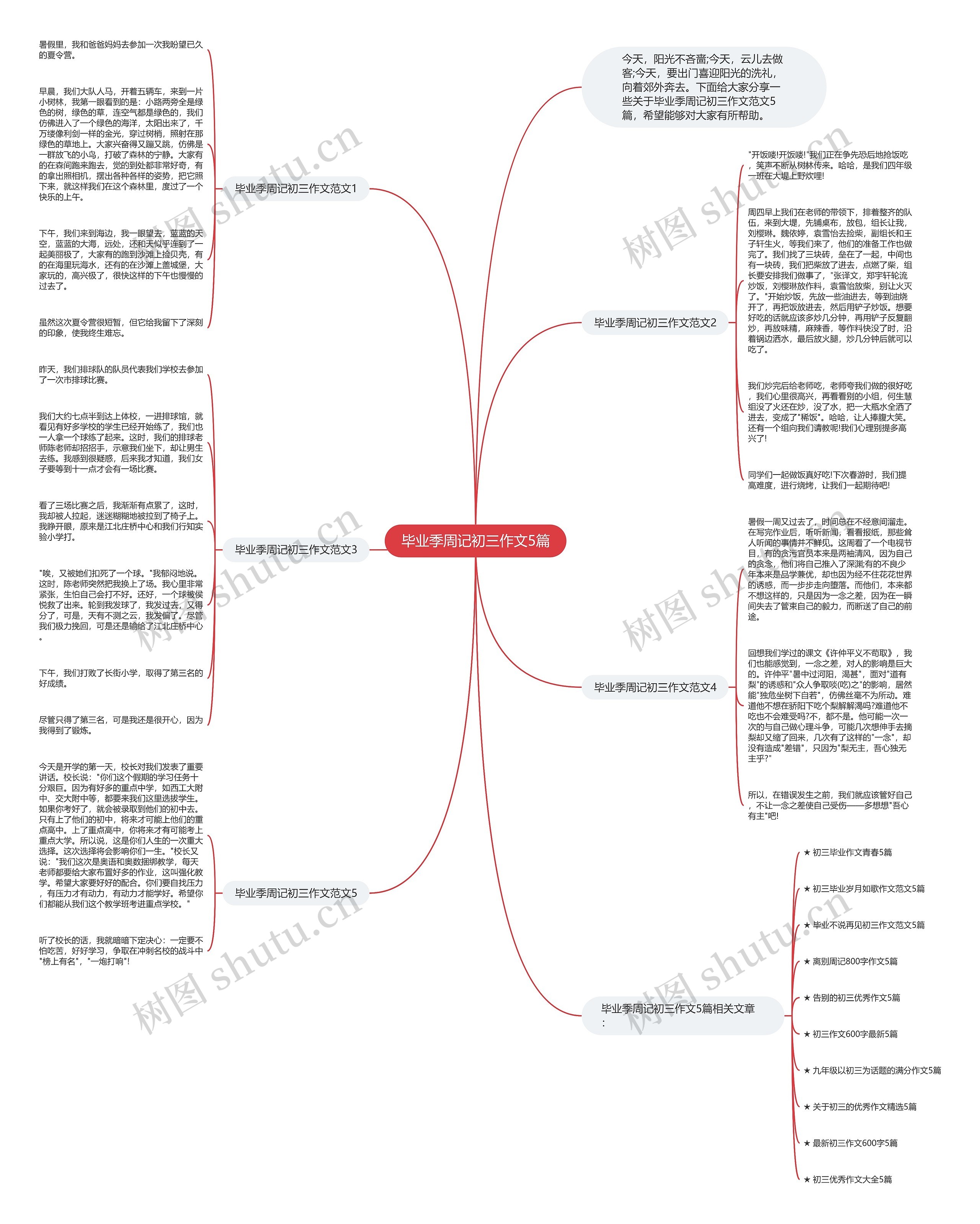 毕业季周记初三作文5篇思维导图