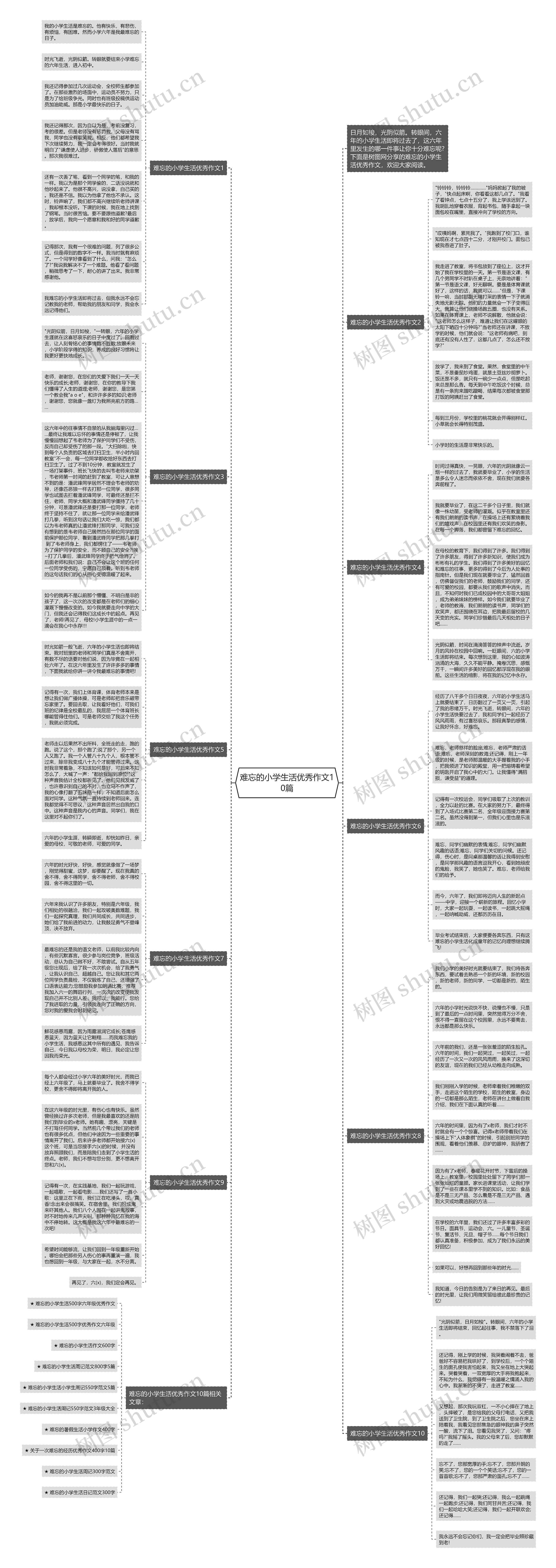 难忘的小学生活优秀作文10篇思维导图