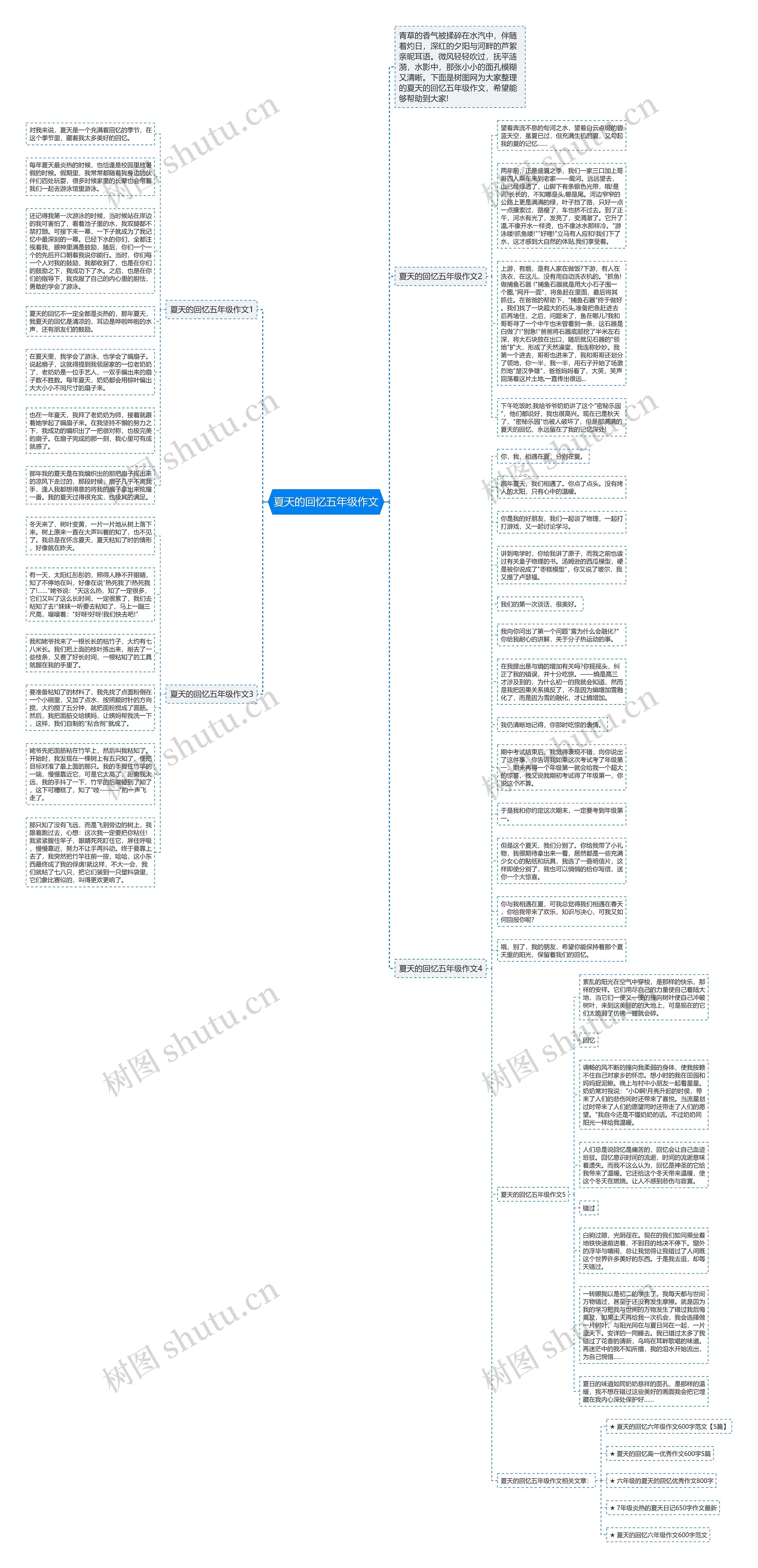 夏天的回忆五年级作文思维导图
