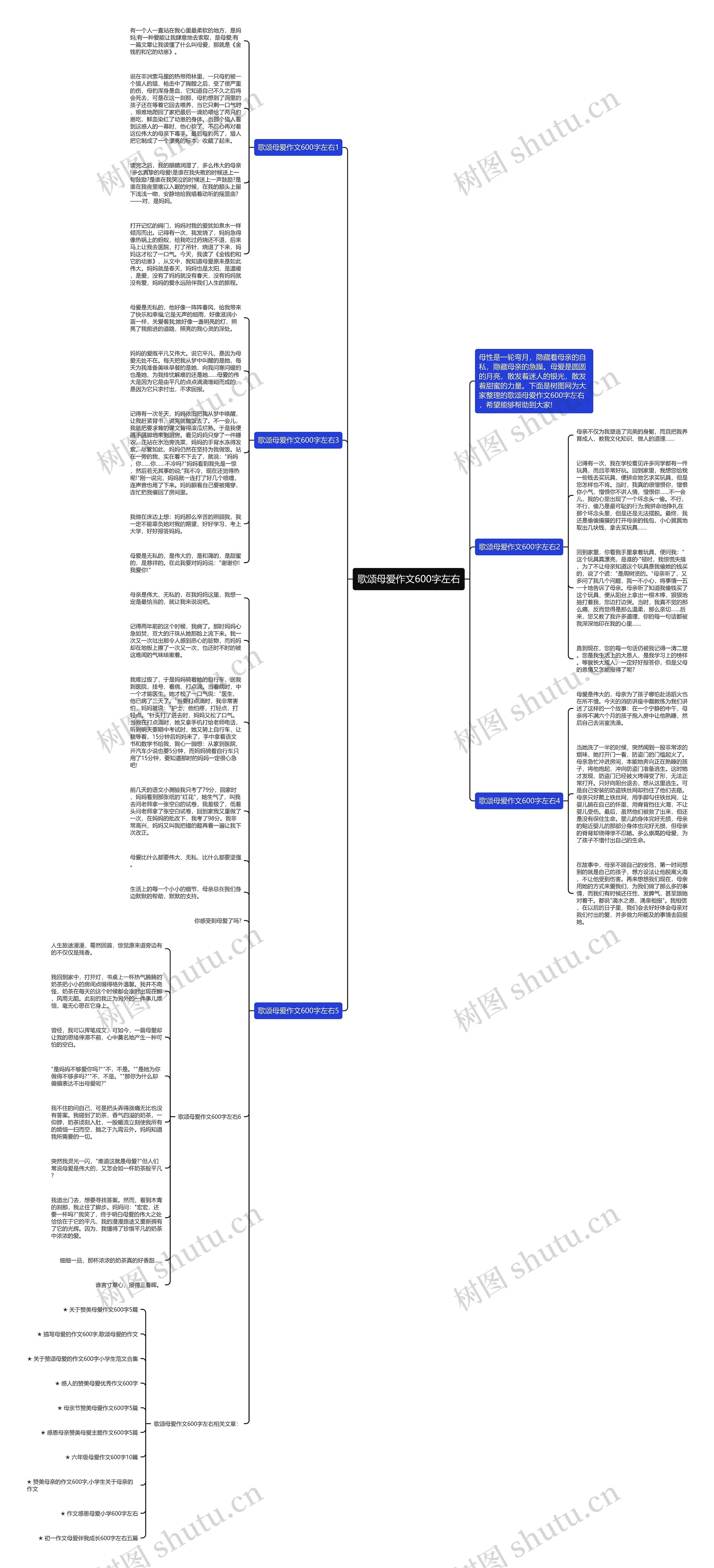 歌颂母爱作文600字左右思维导图