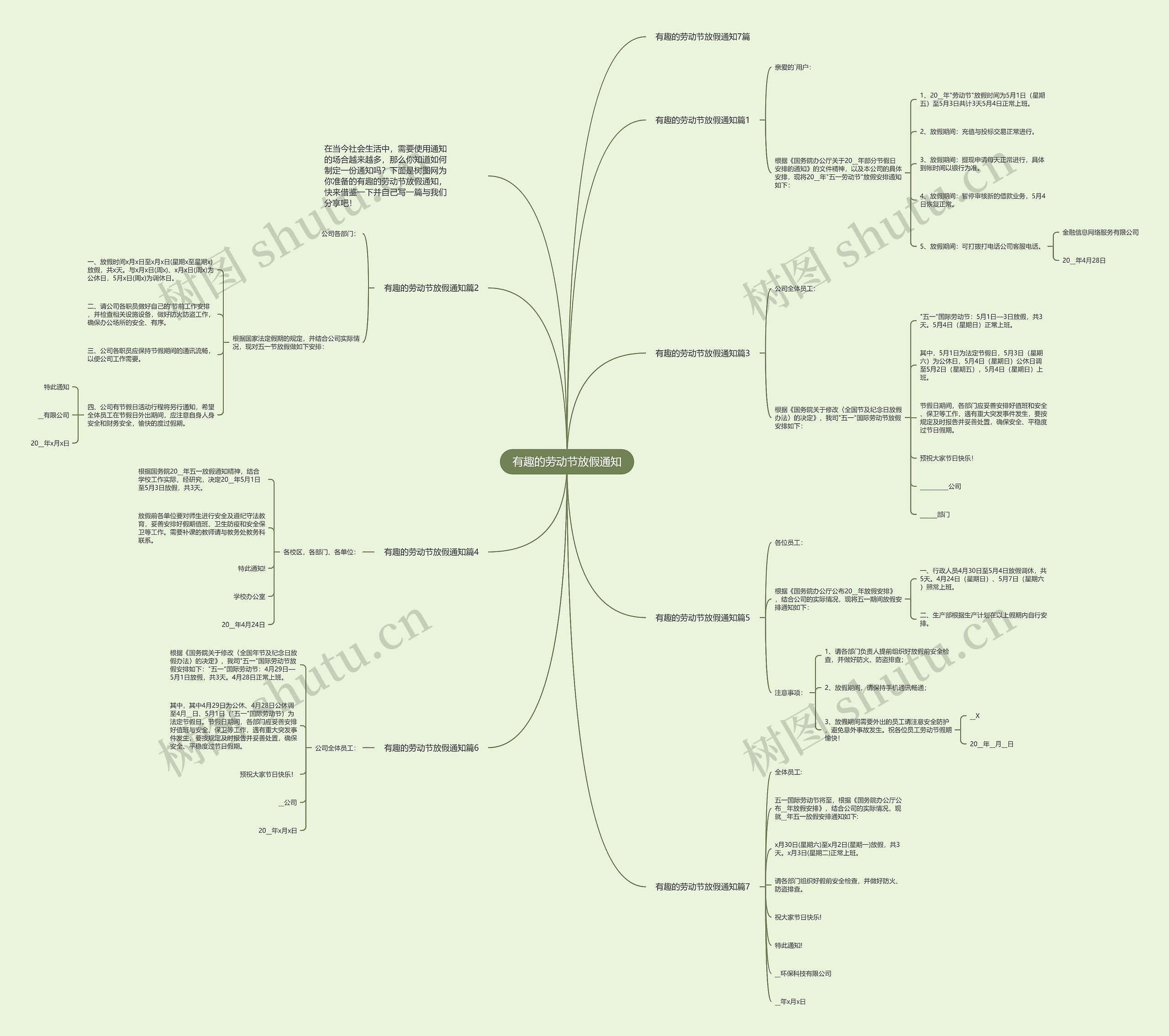 有趣的劳动节放假通知思维导图高清图 有趣的劳动节放假通知思维导图