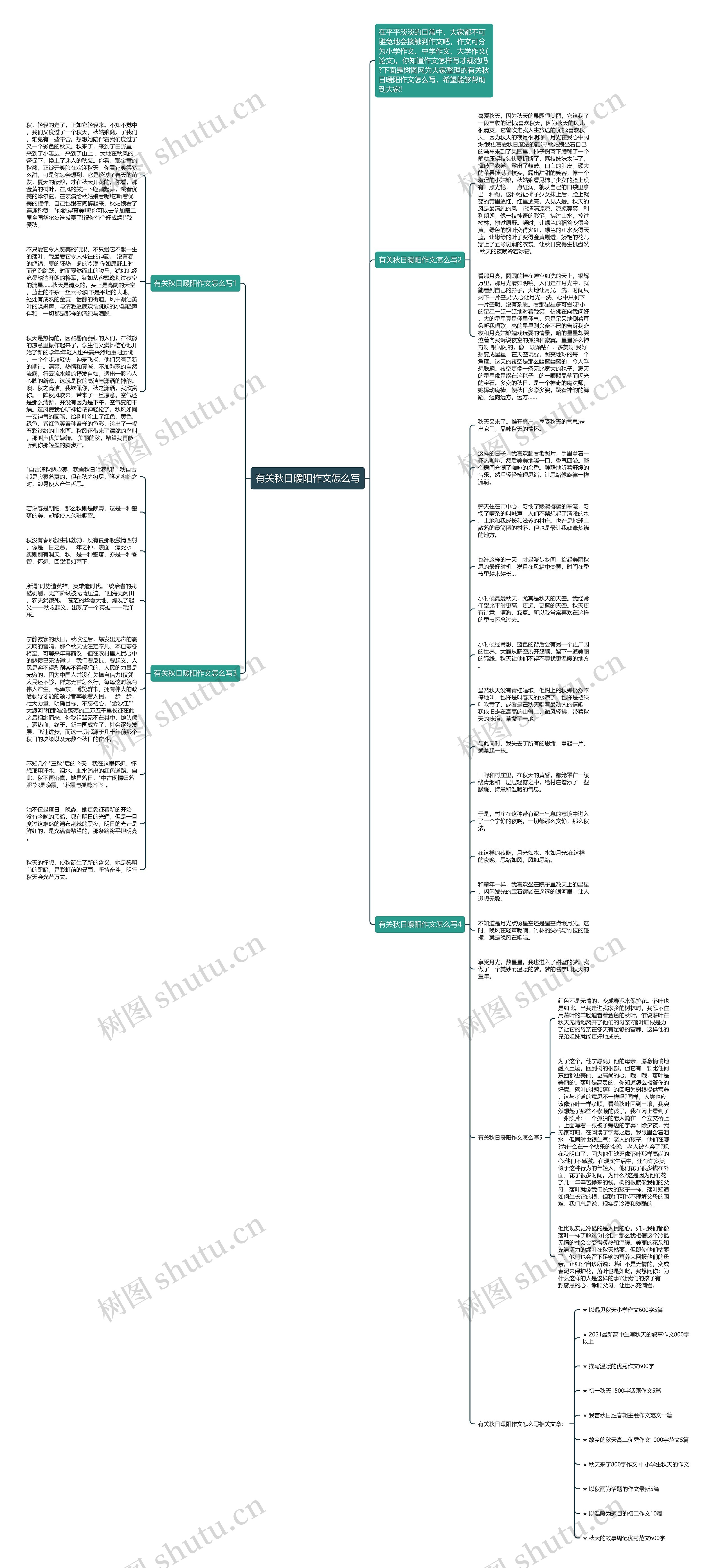 有关秋日暖阳作文怎么写思维导图