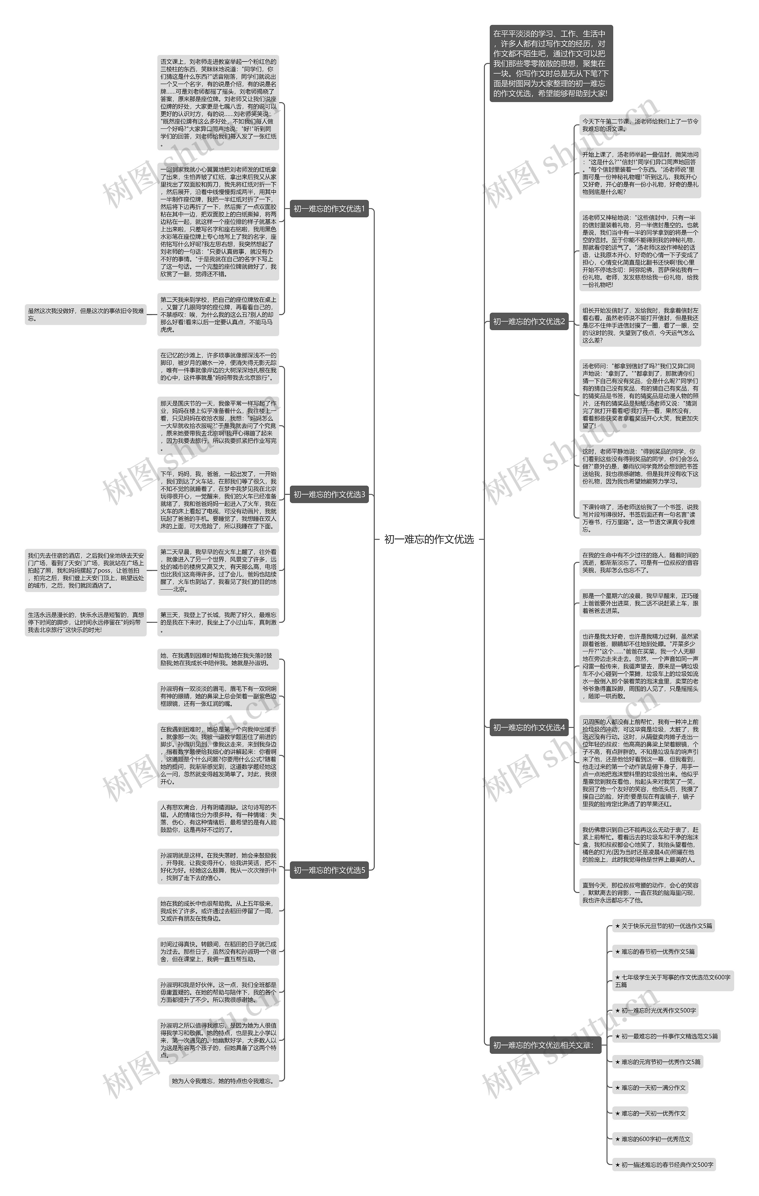初一难忘的作文优选思维导图