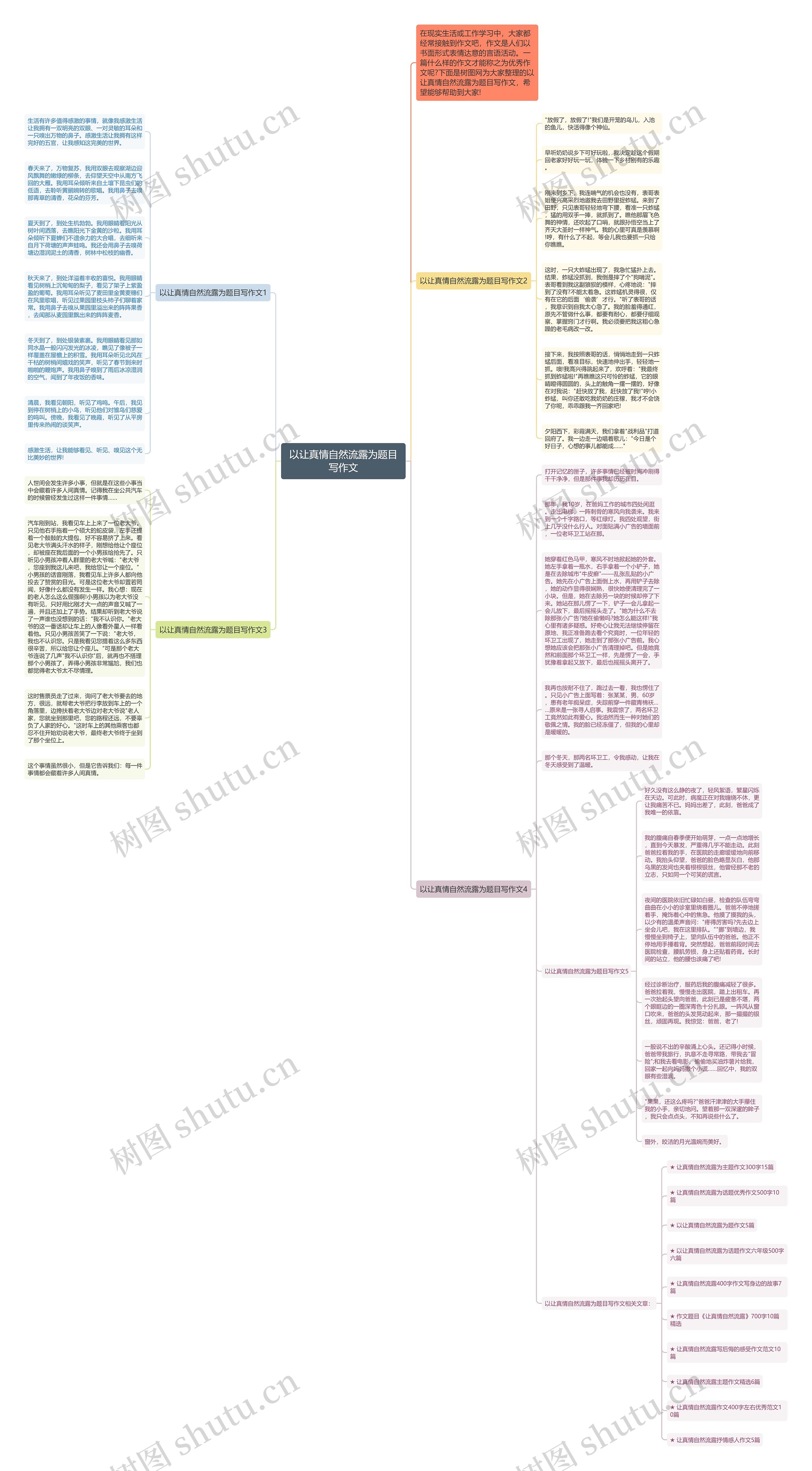 以让真情自然流露为题目写作文思维导图