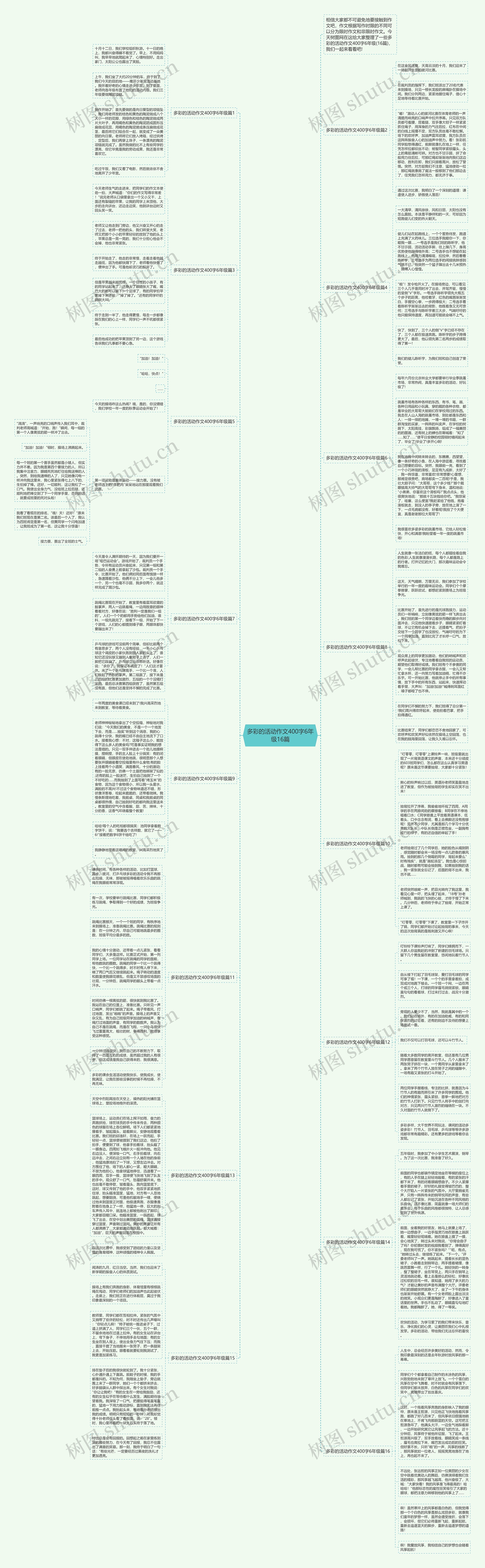 多彩的活动作文400字6年级16篇思维导图