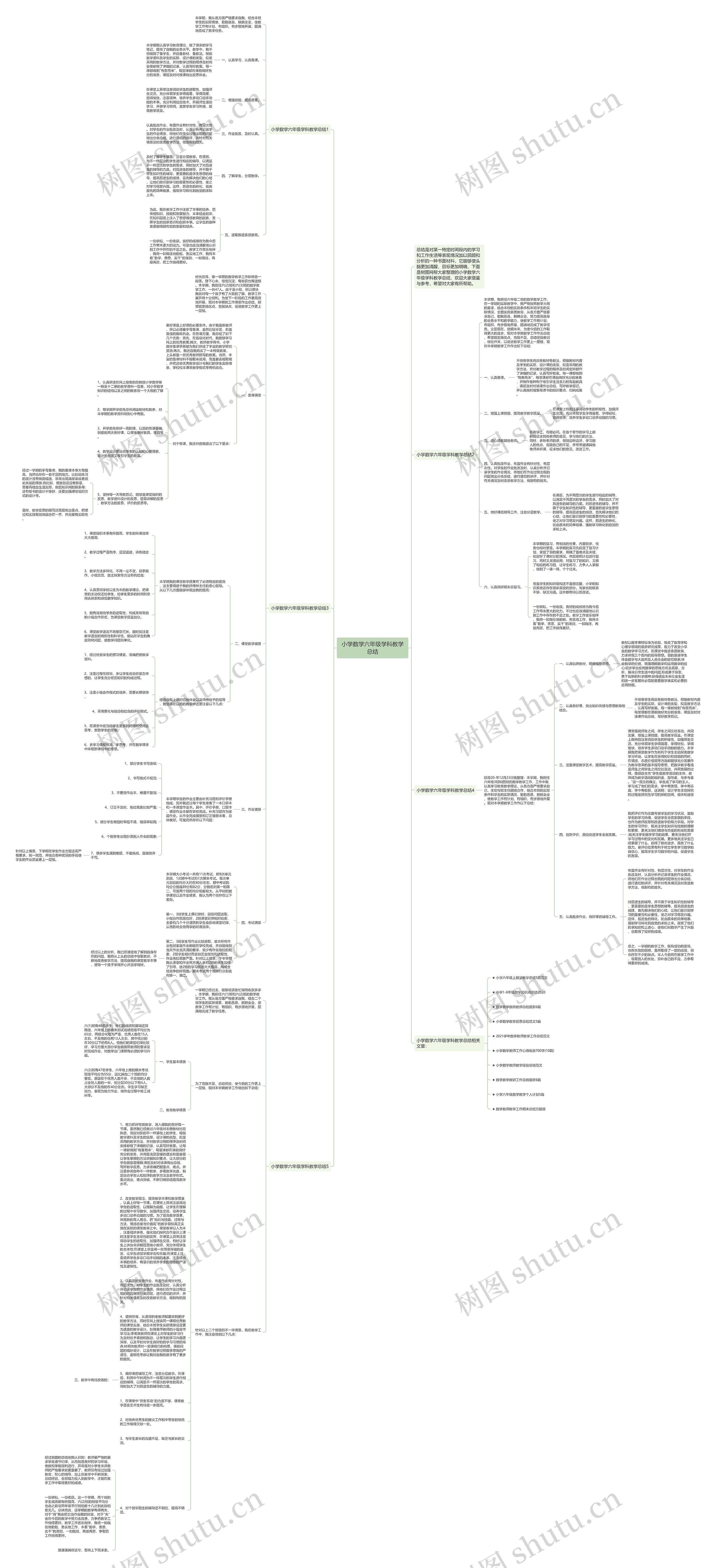 小学数学六年级学科教学总结思维导图