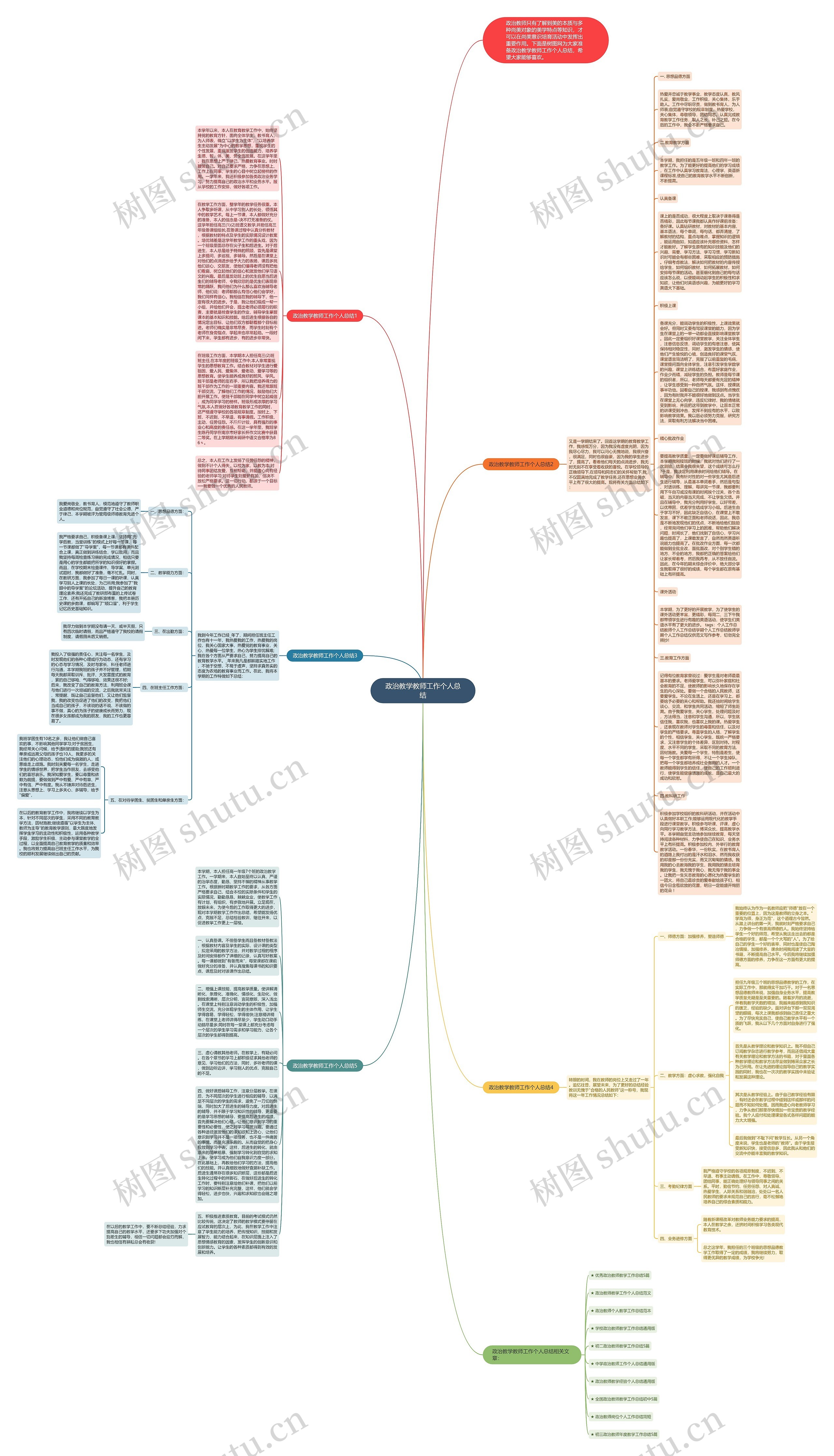 政治教学教师工作个人总结思维导图