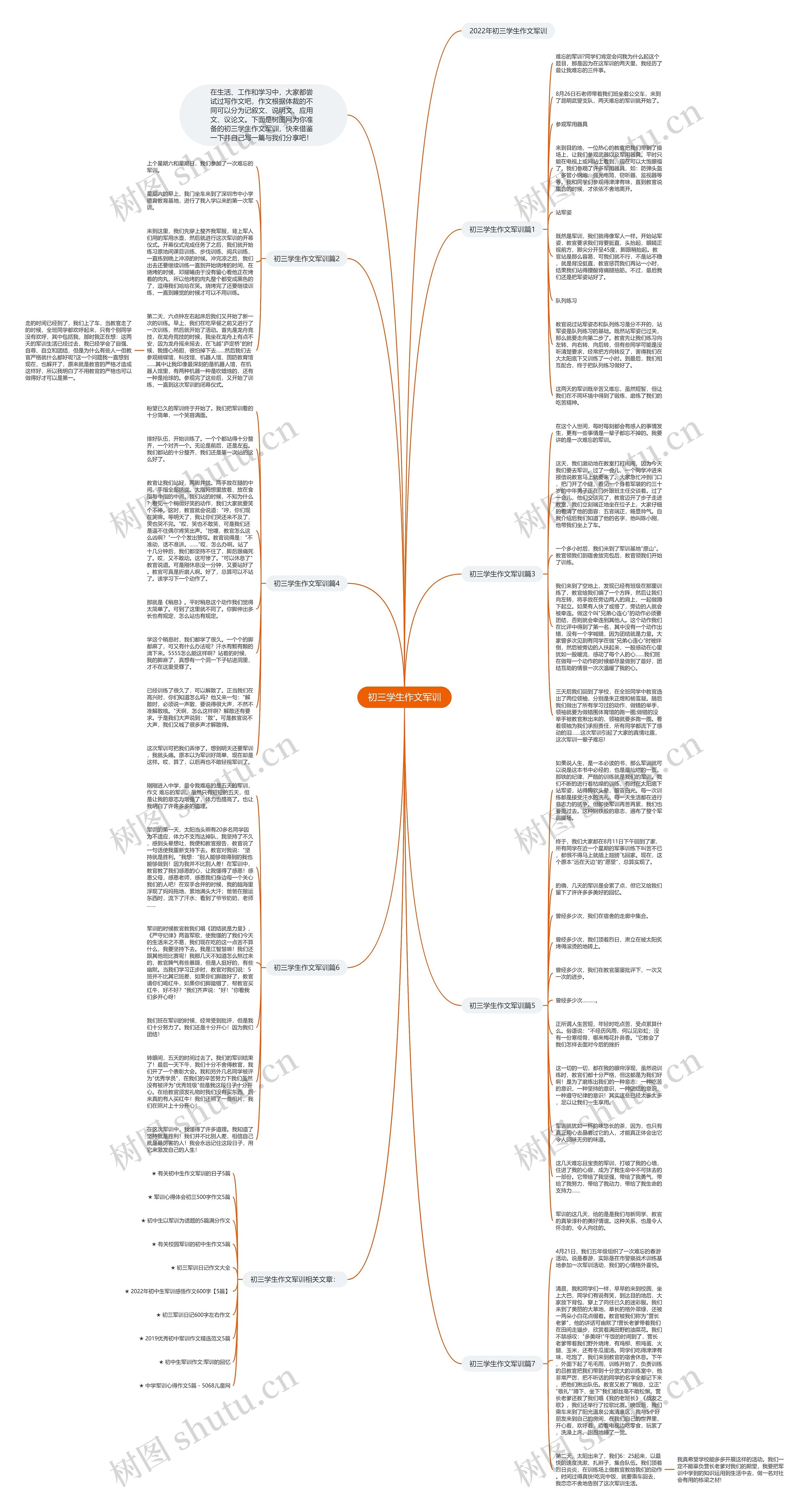初三学生作文军训思维导图