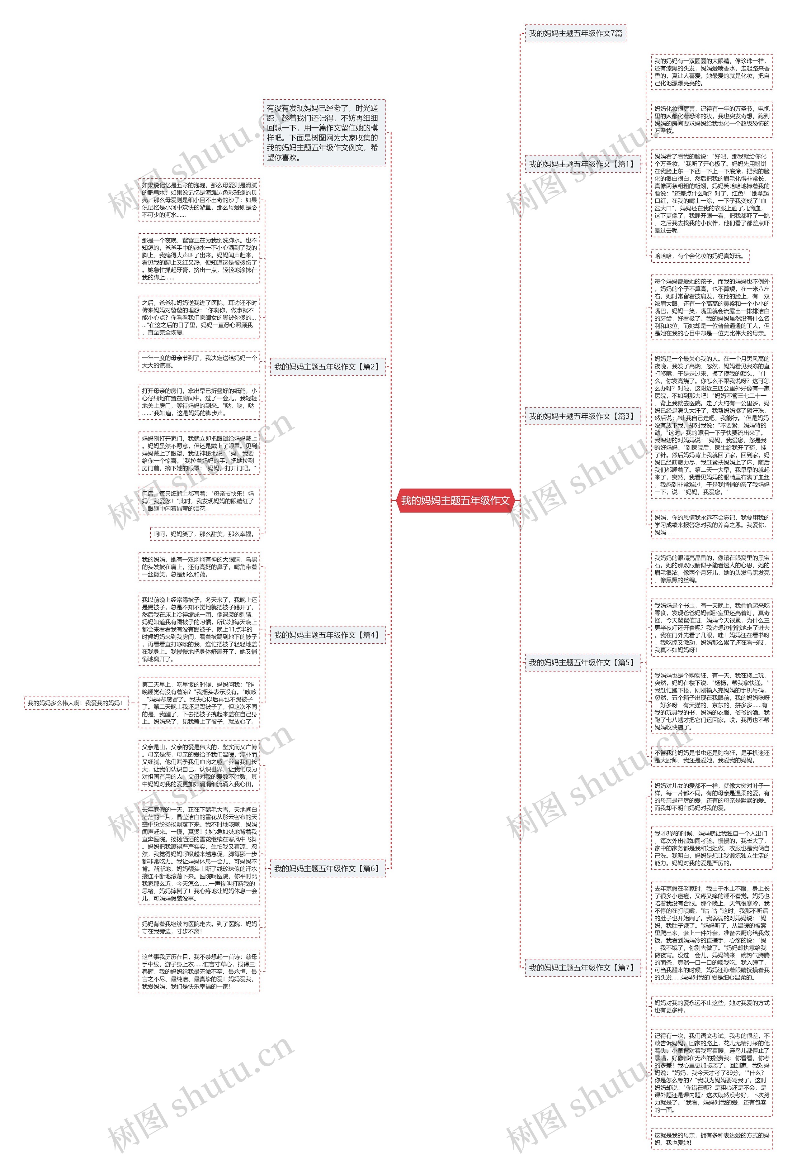 我的妈妈主题五年级作文思维导图