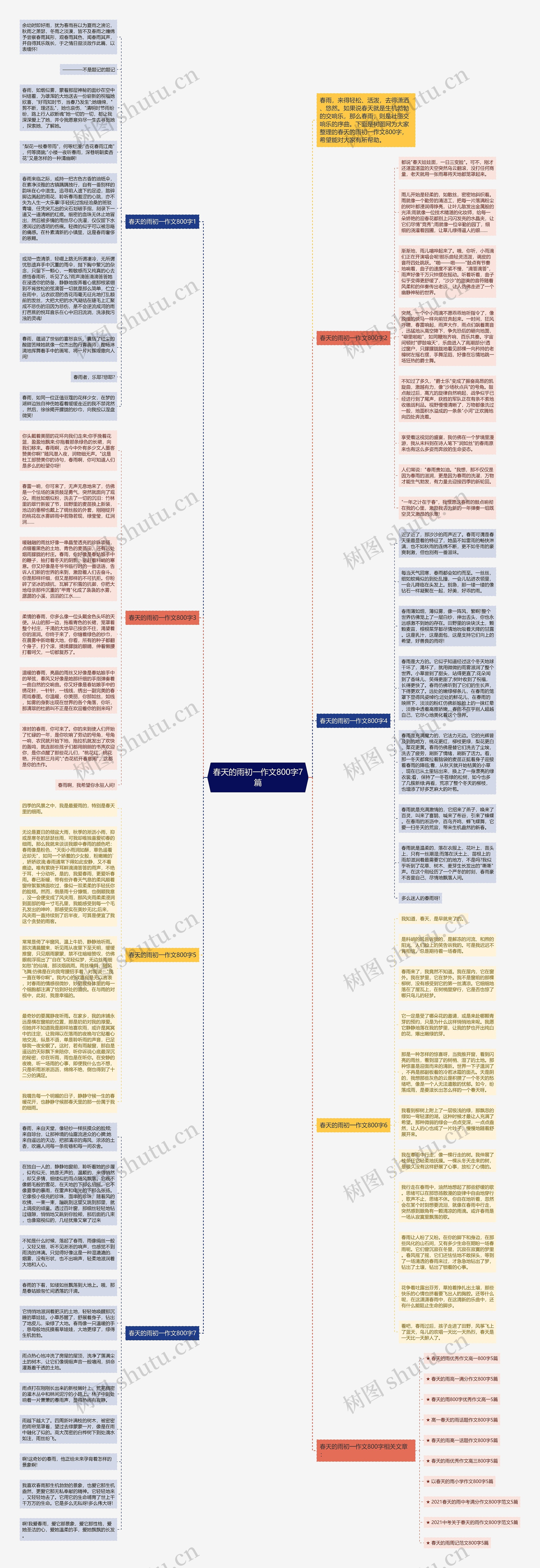 春天的雨初一作文800字7篇思维导图