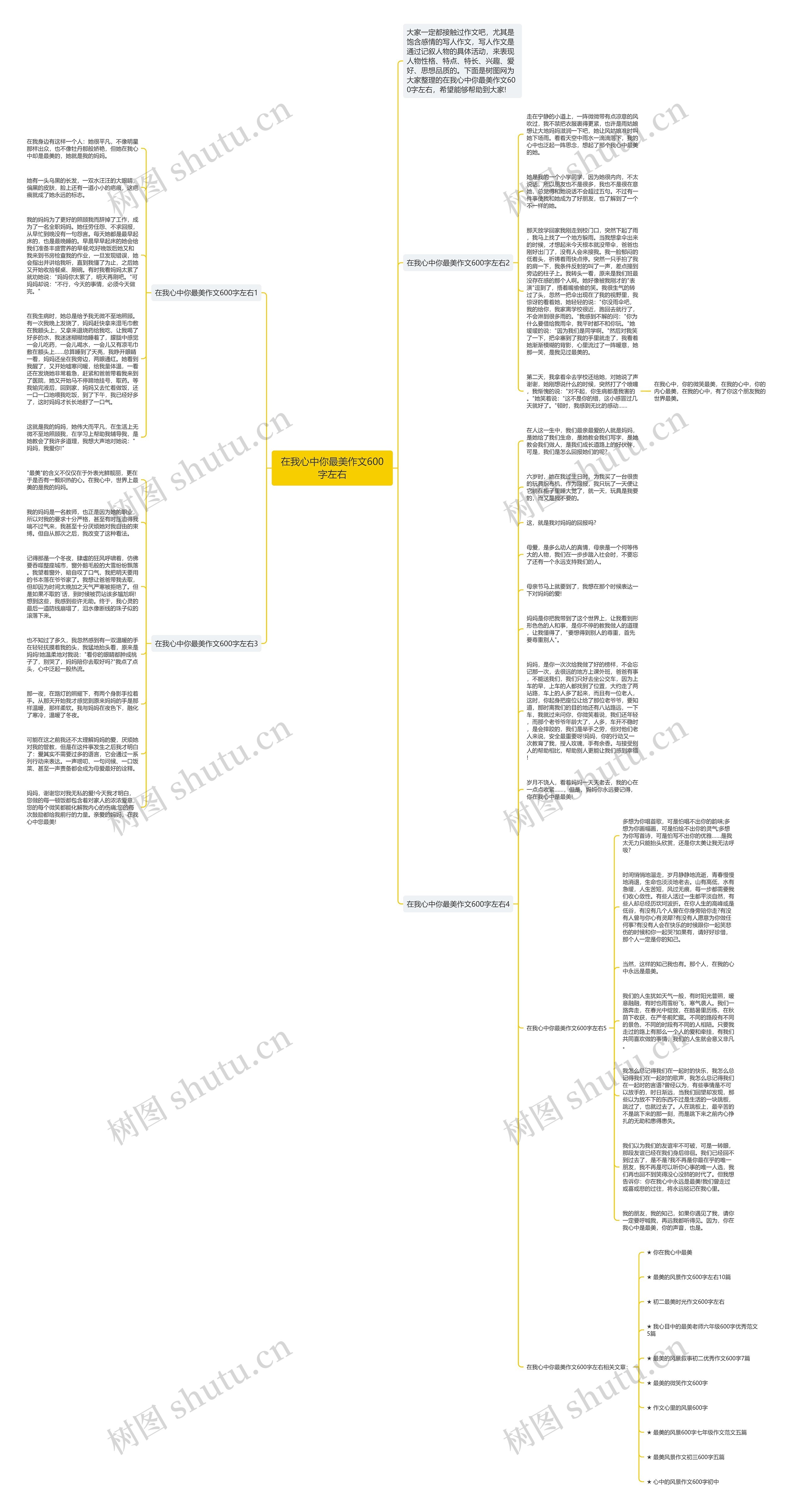 在我心中你最美作文600字左右思维导图