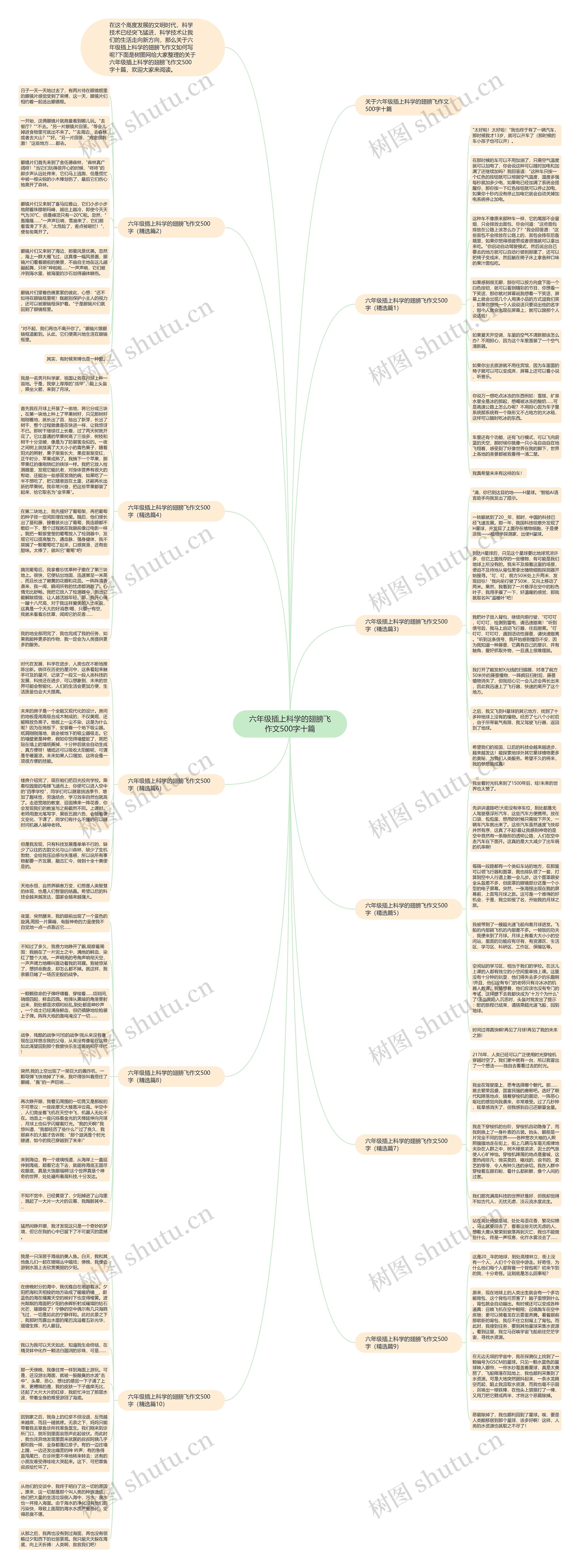 六年级插上科学的翅膀飞作文500字十篇思维导图