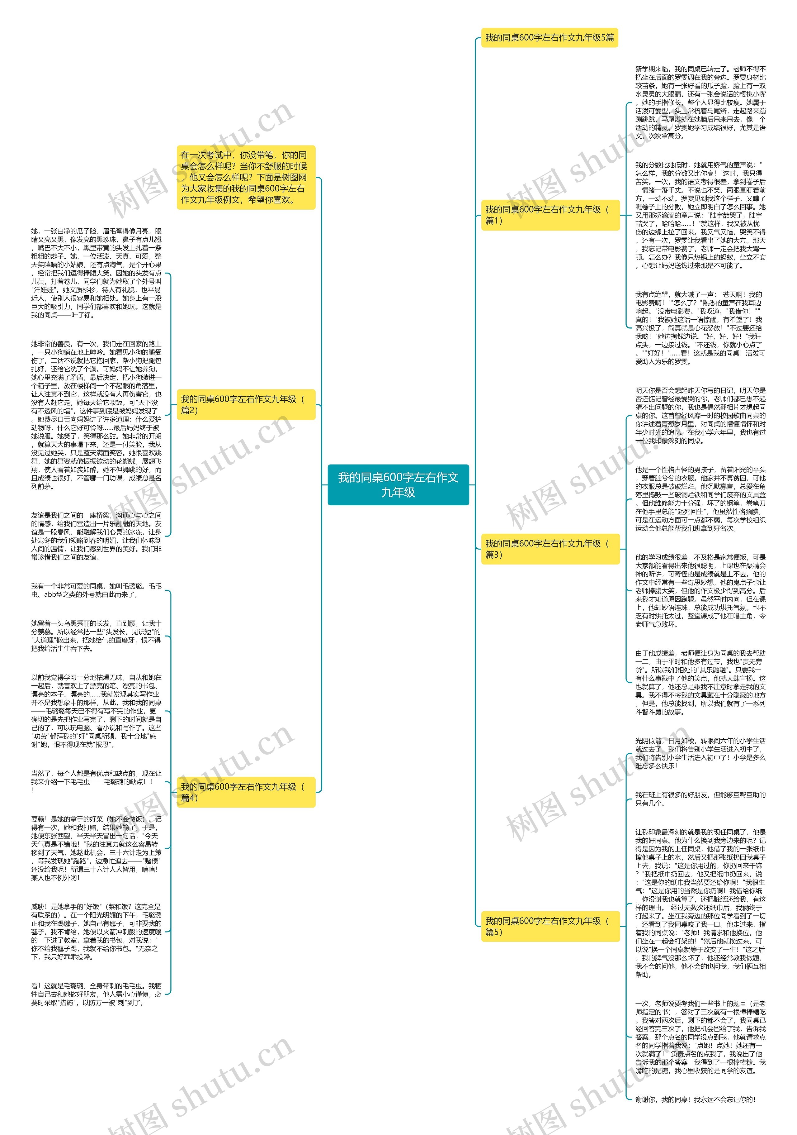 我的同桌600字左右作文九年级思维导图