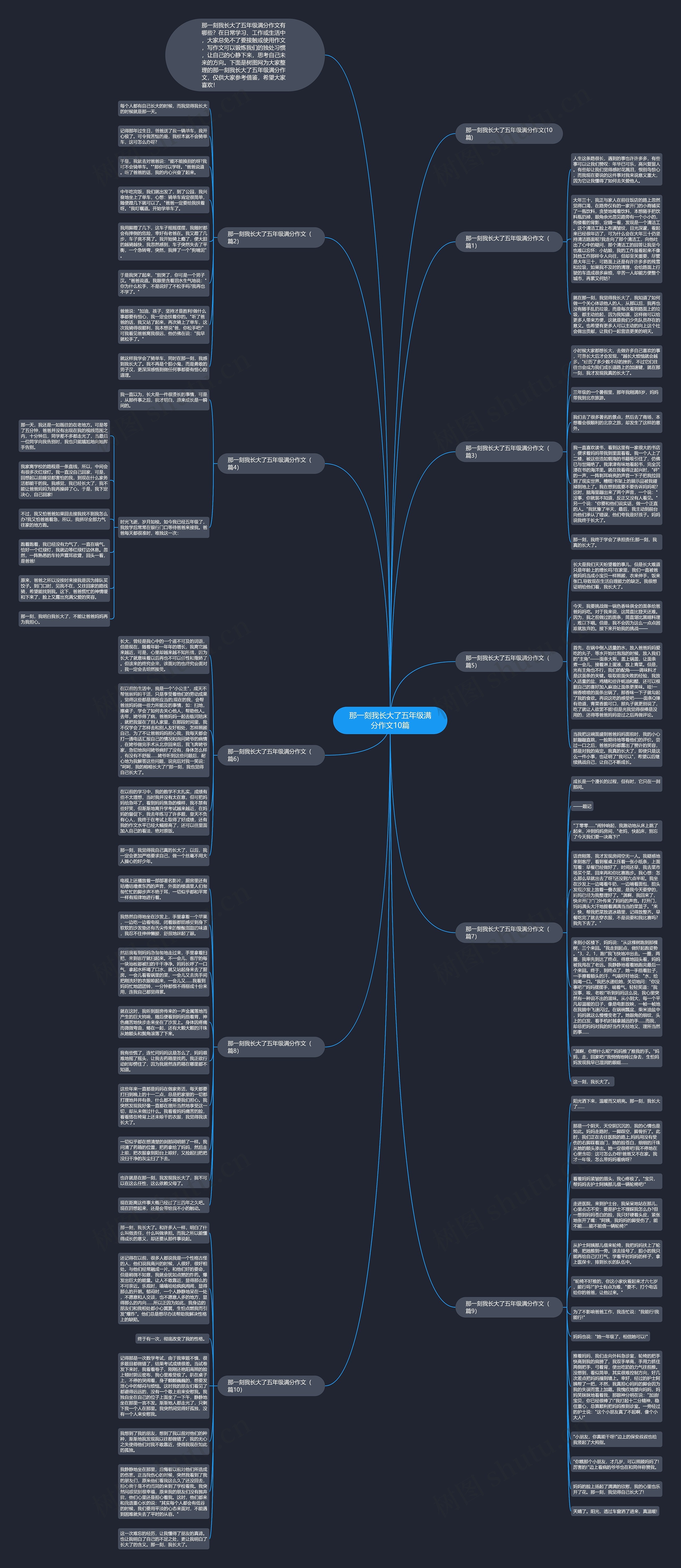 那一刻我长大了五年级满分作文10篇思维导图
