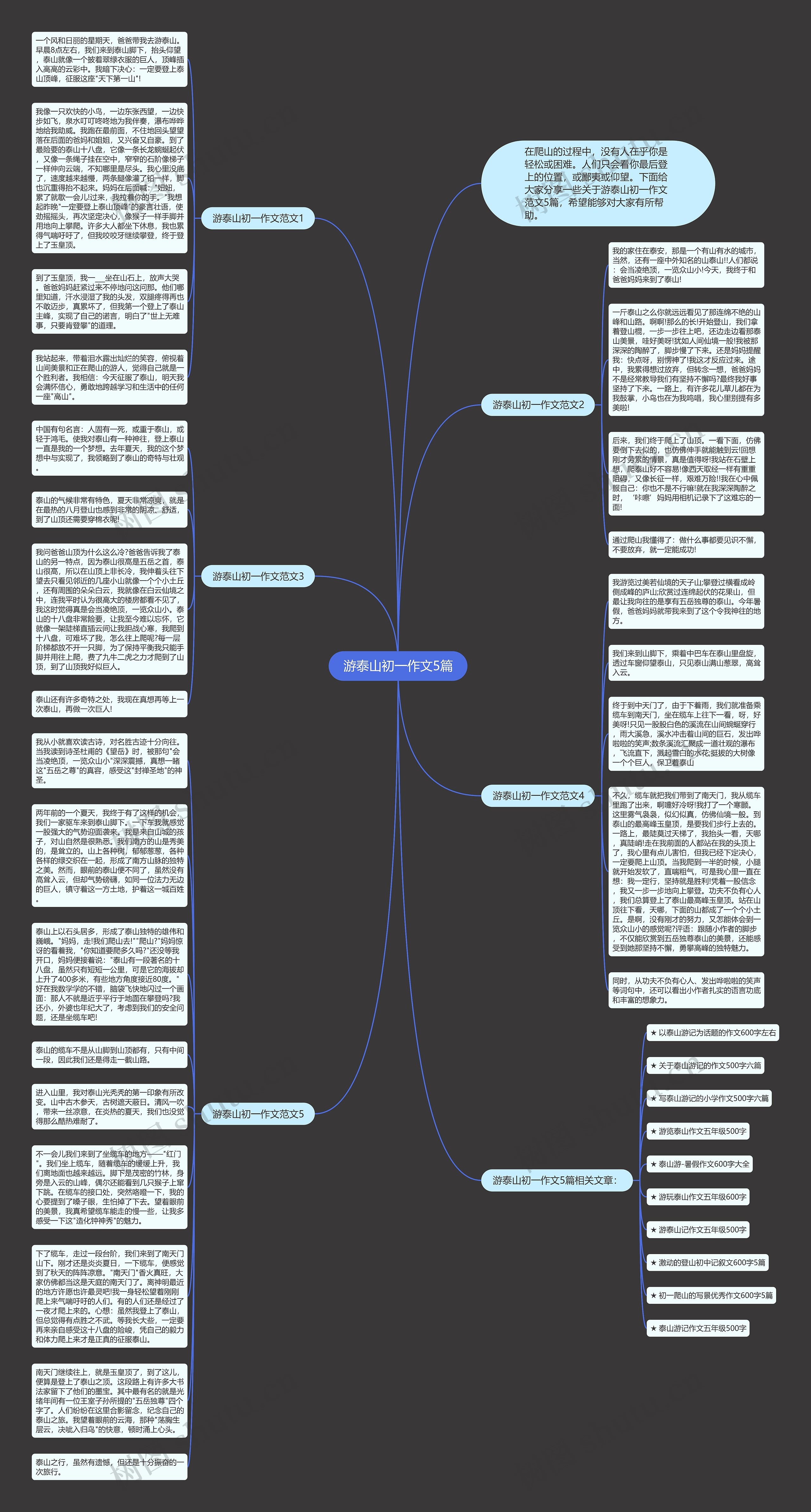 游泰山初一作文5篇思维导图