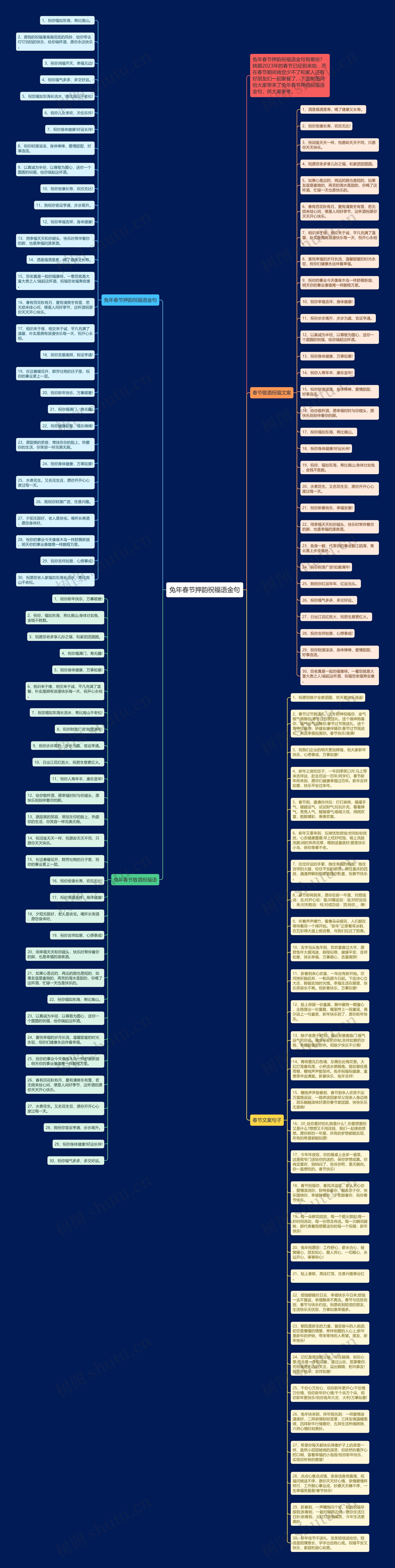 兔年春节押韵祝福语金句思维导图