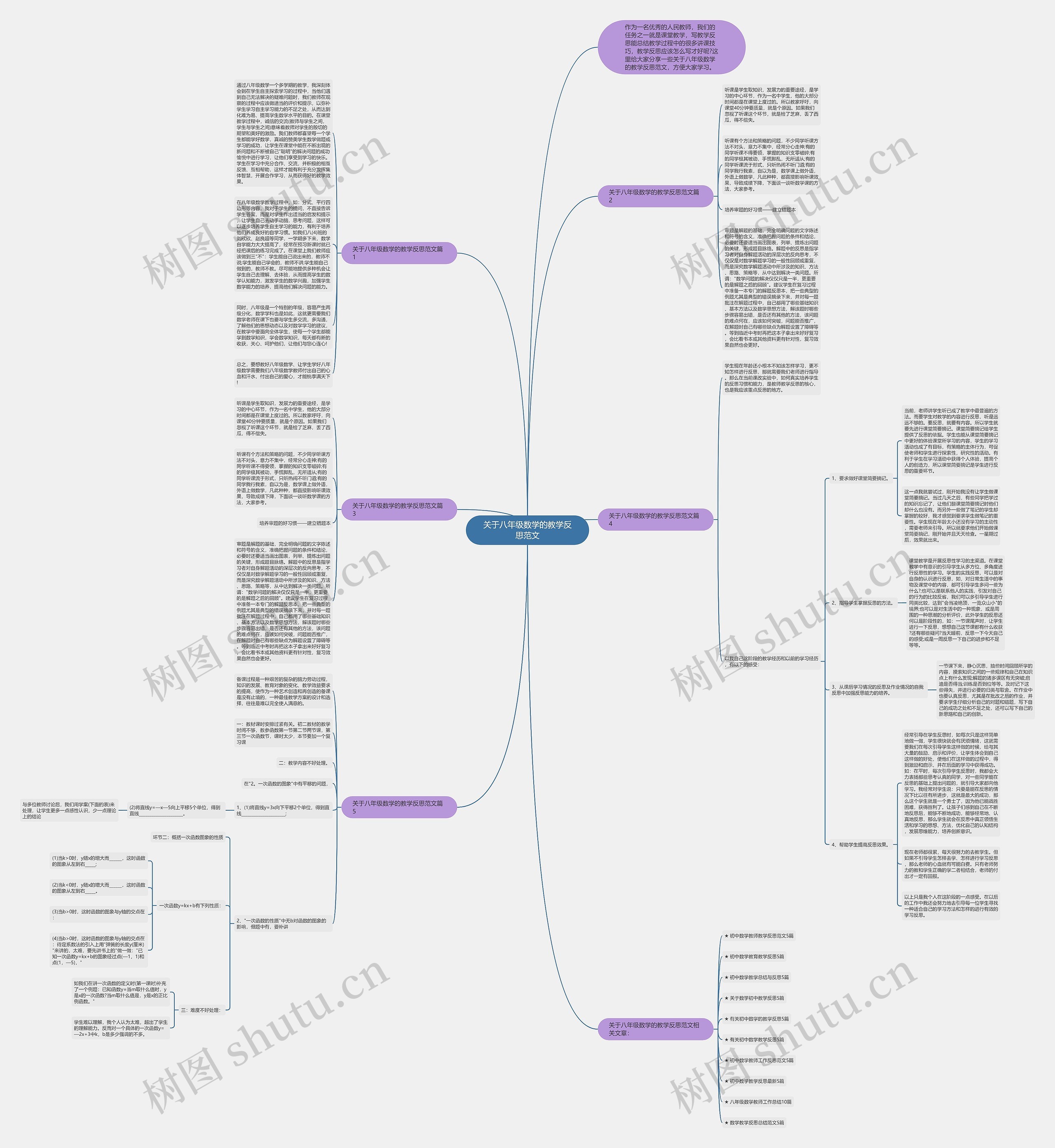 关于八年级数学的教学反思范文思维导图