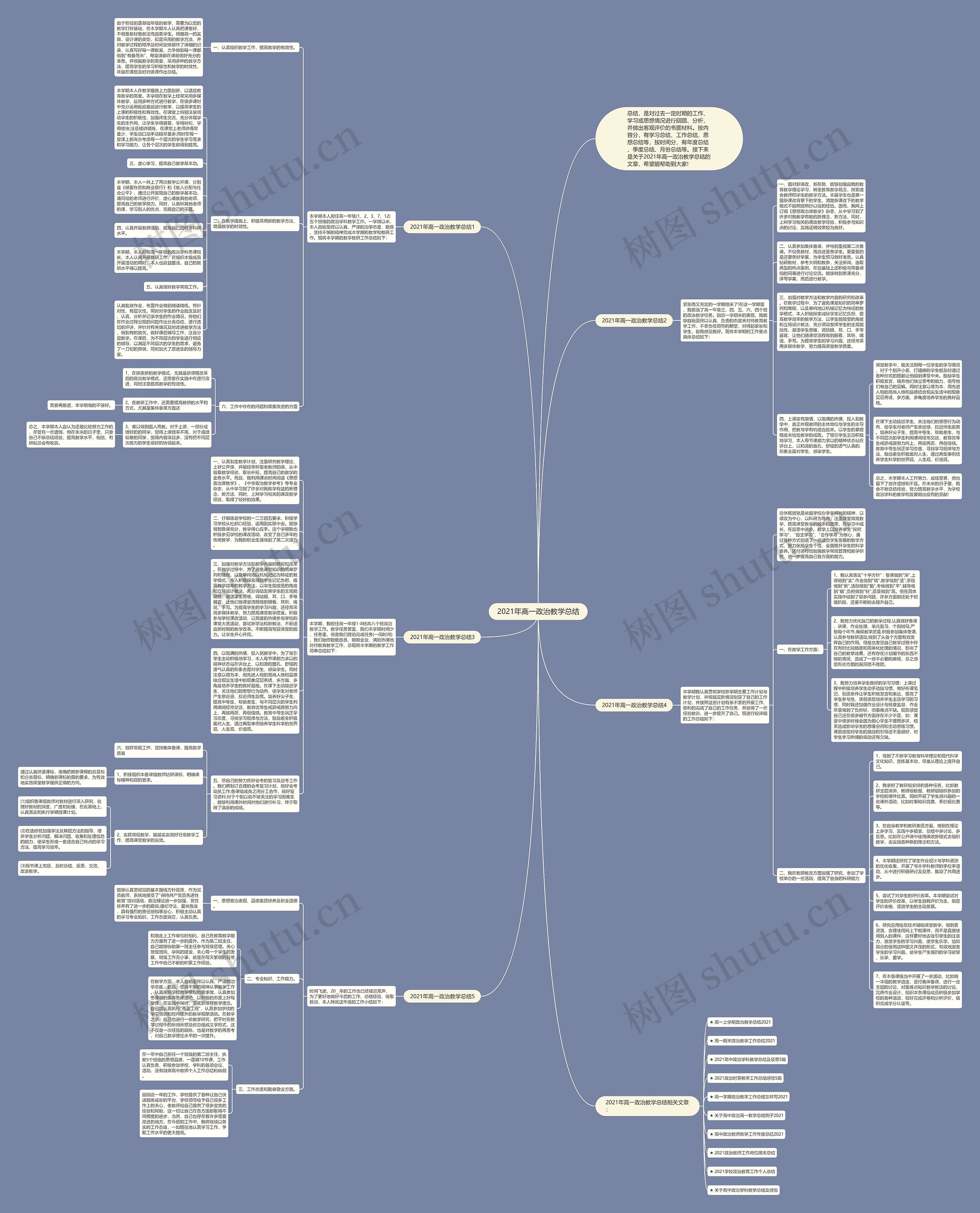 2021年高一政治教学总结思维导图