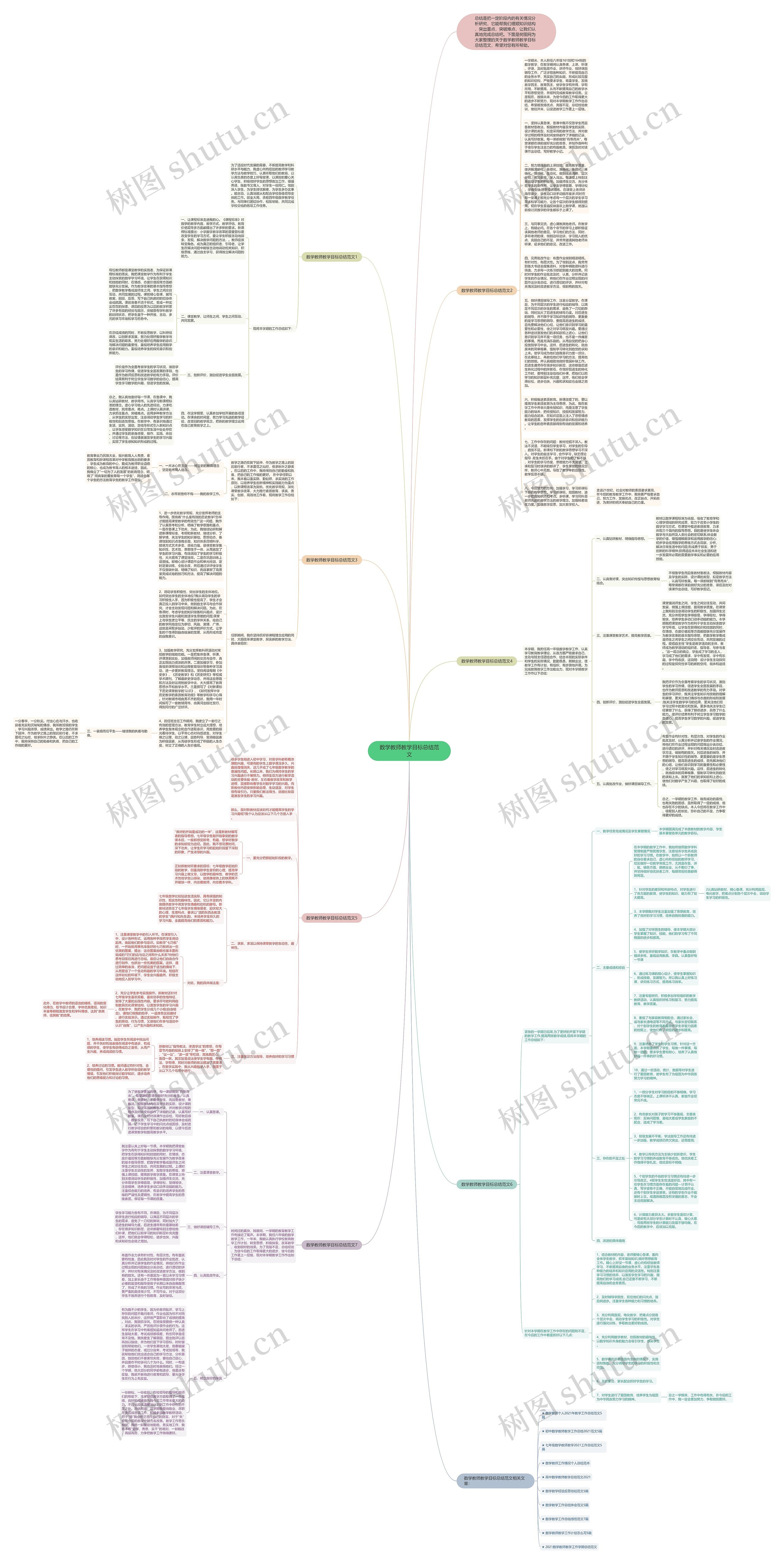 数学教师教学目标总结范文思维导图