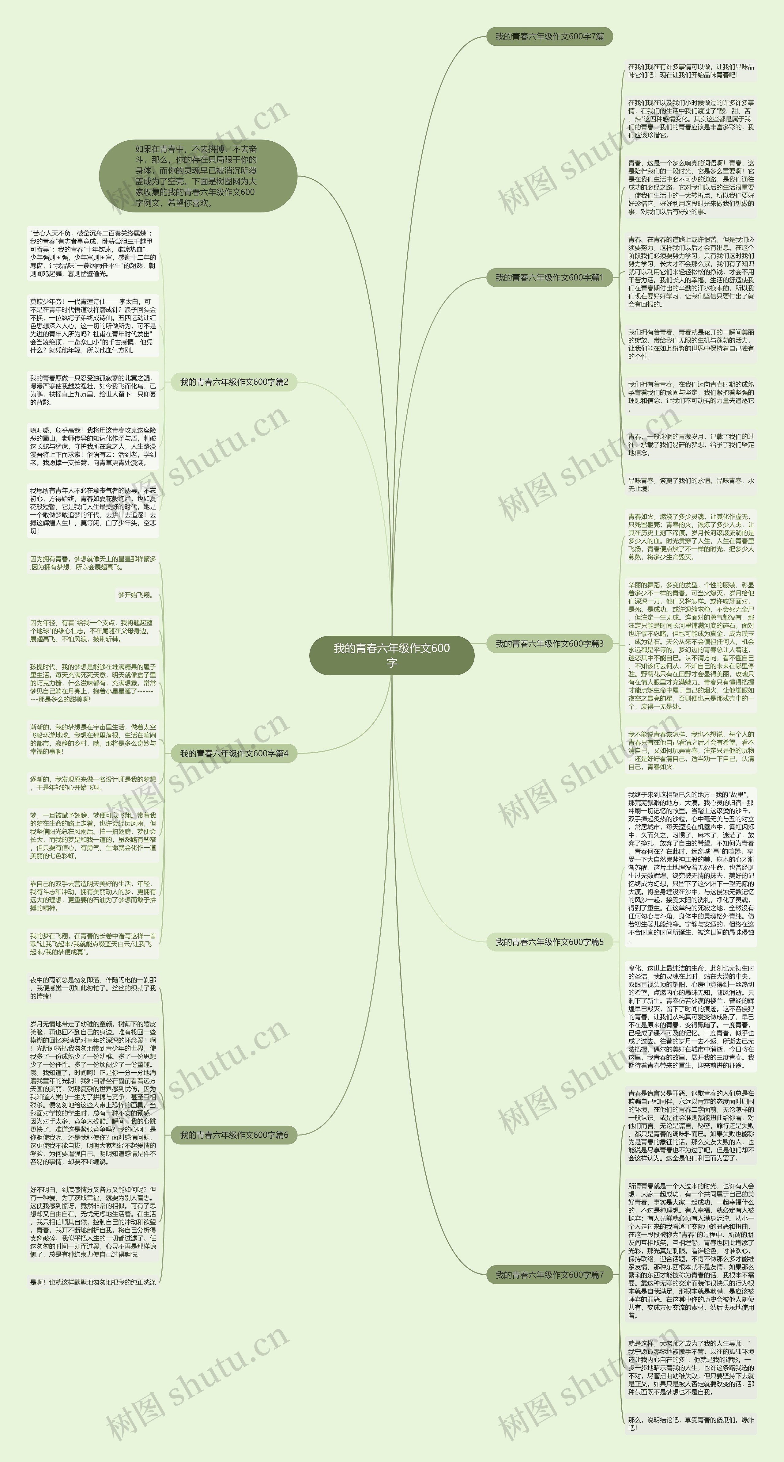 我的青春六年级作文600字思维导图