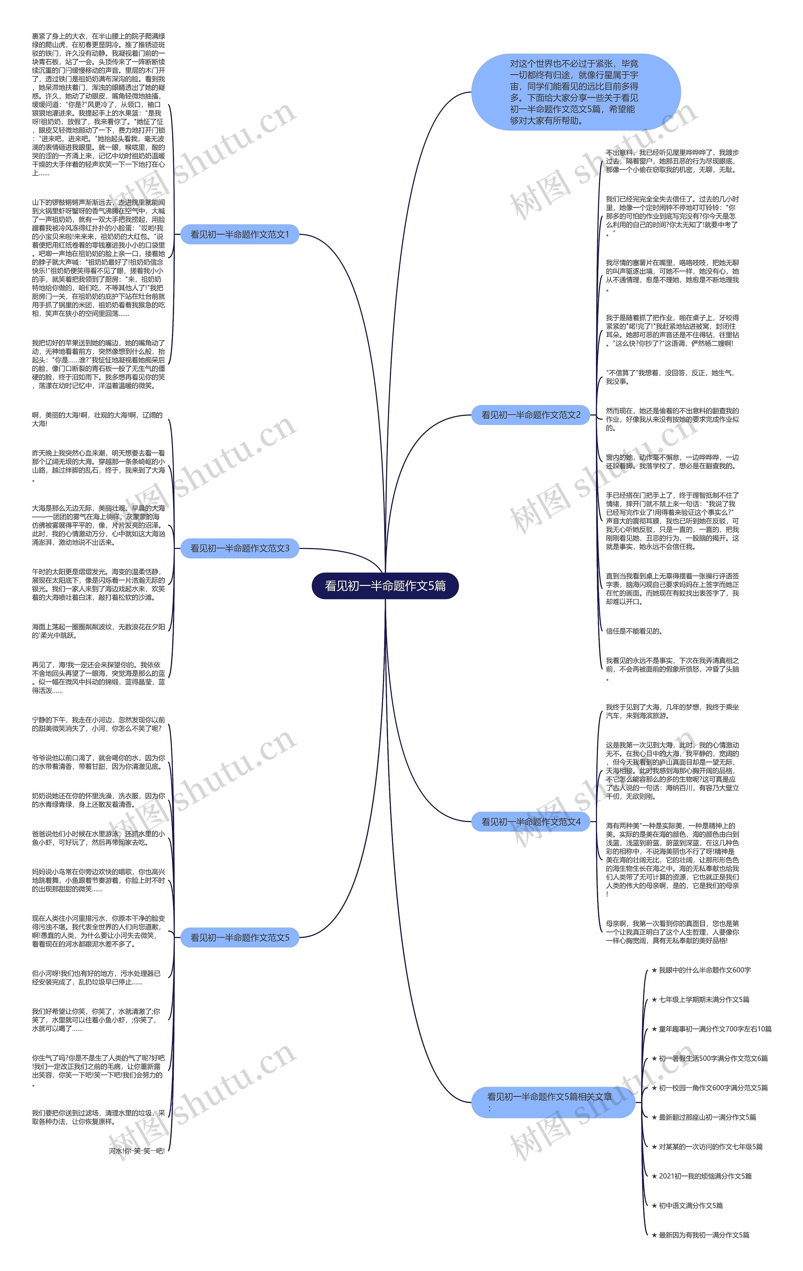 看见初一半命题作文5篇思维导图