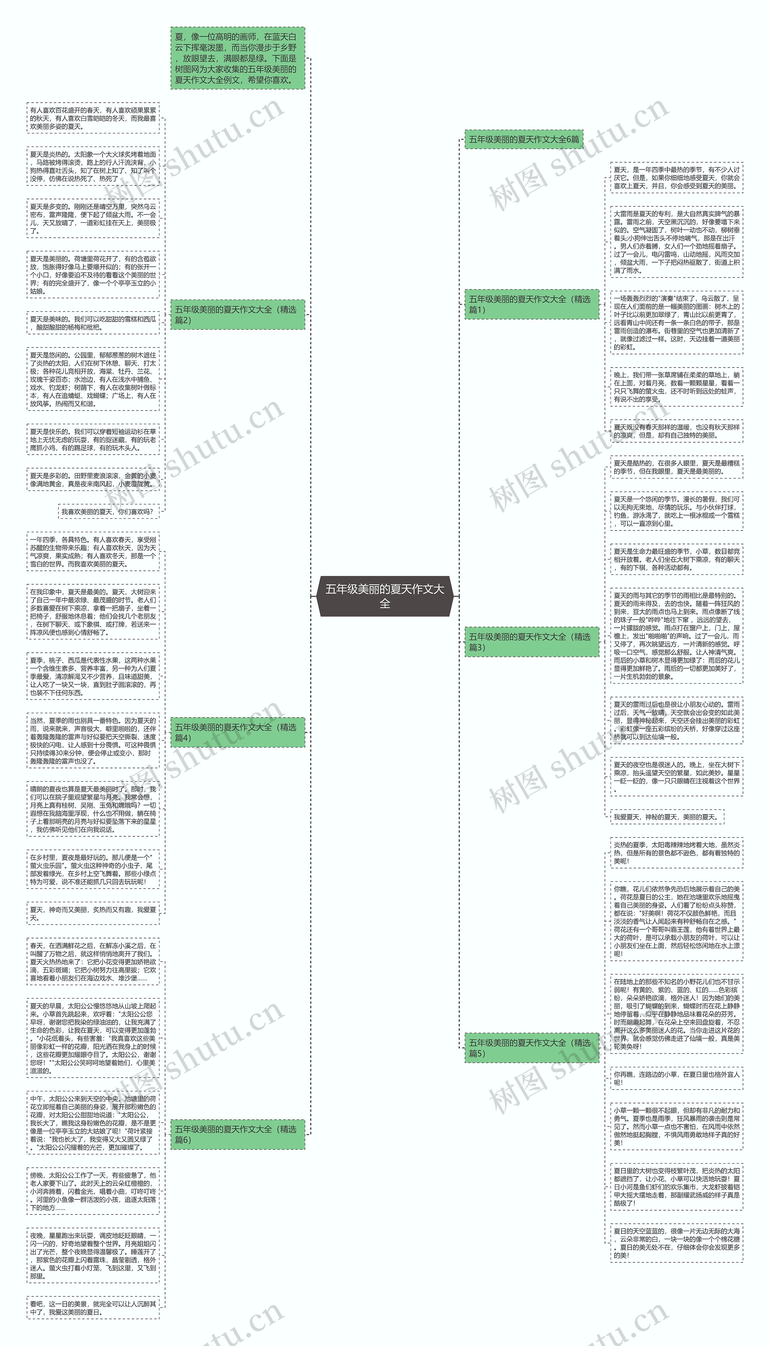 五年级美丽的夏天作文大全思维导图