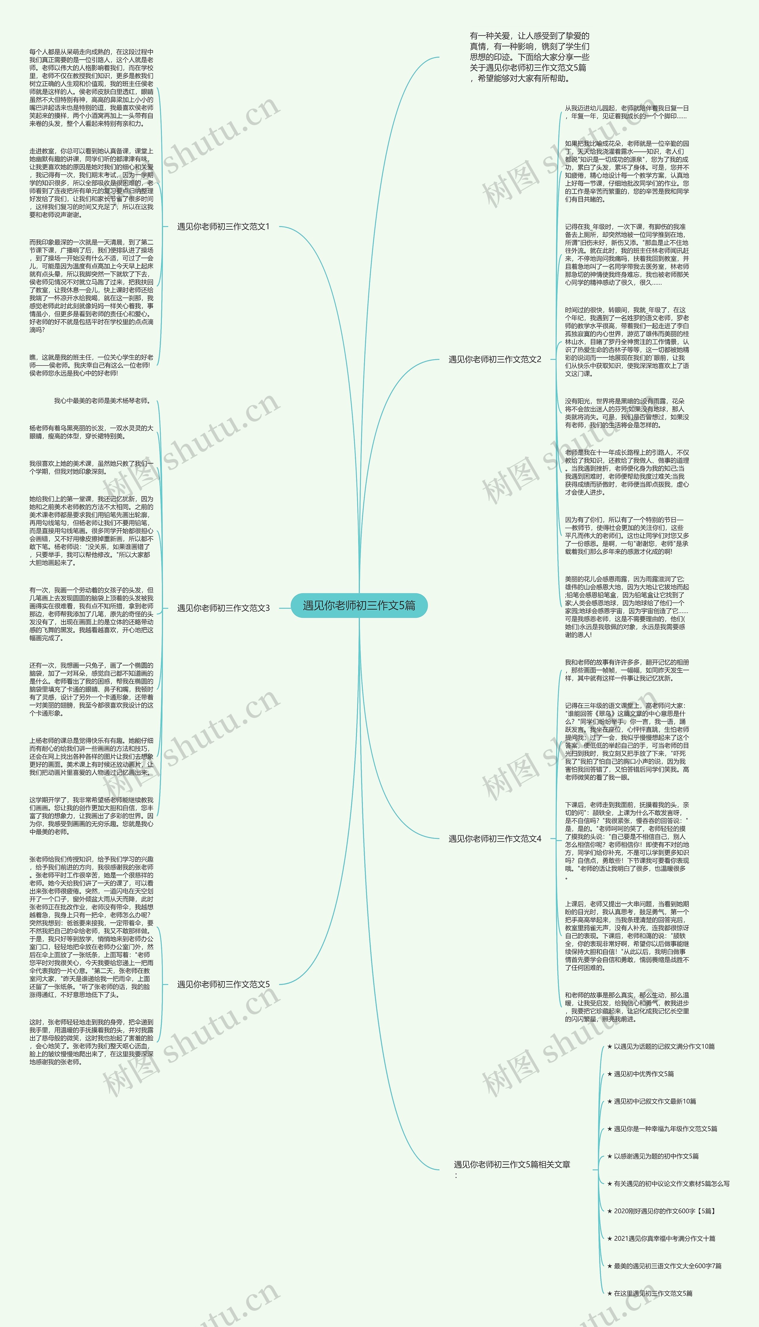 遇见你老师初三作文5篇思维导图