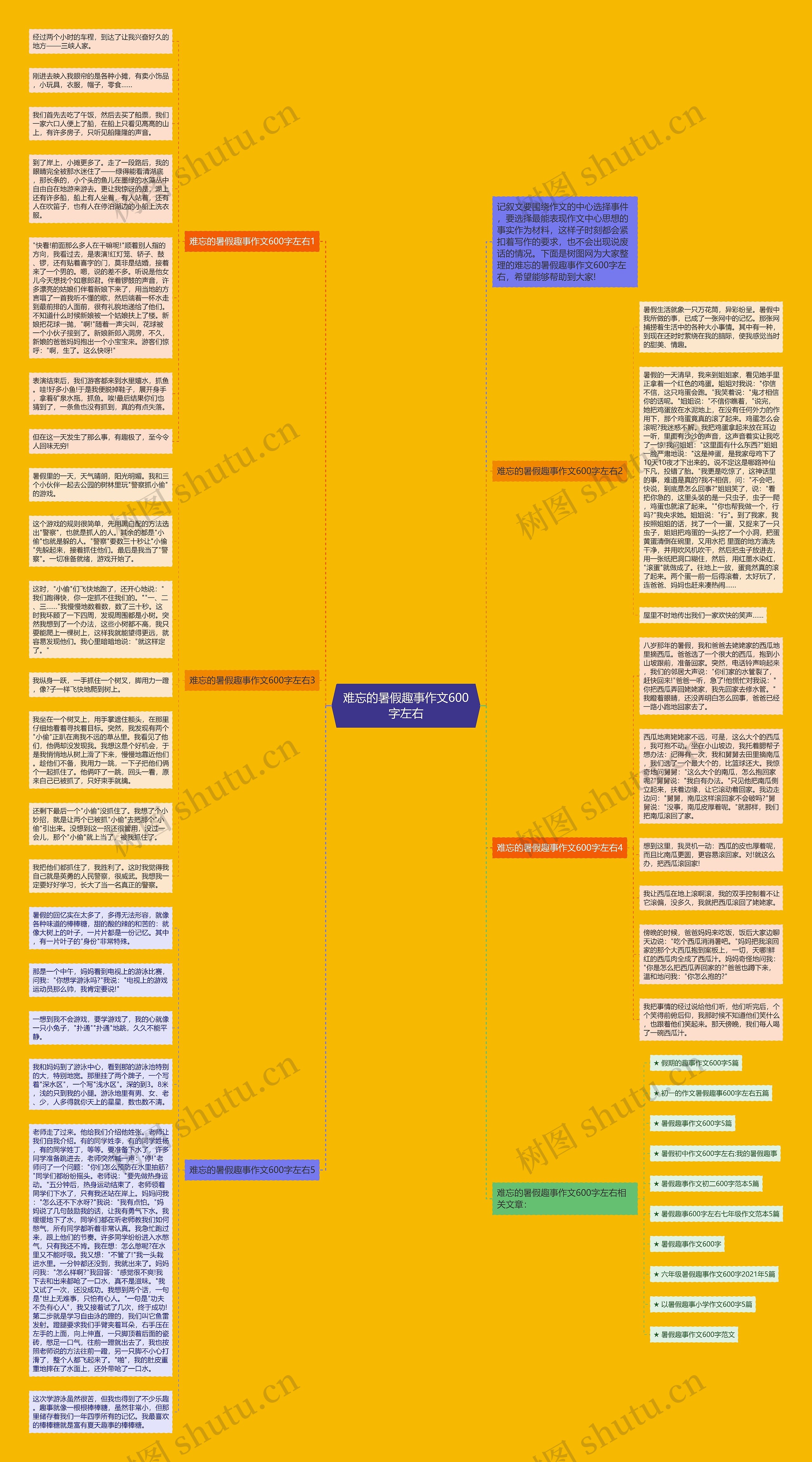 难忘的暑假趣事作文600字左右思维导图