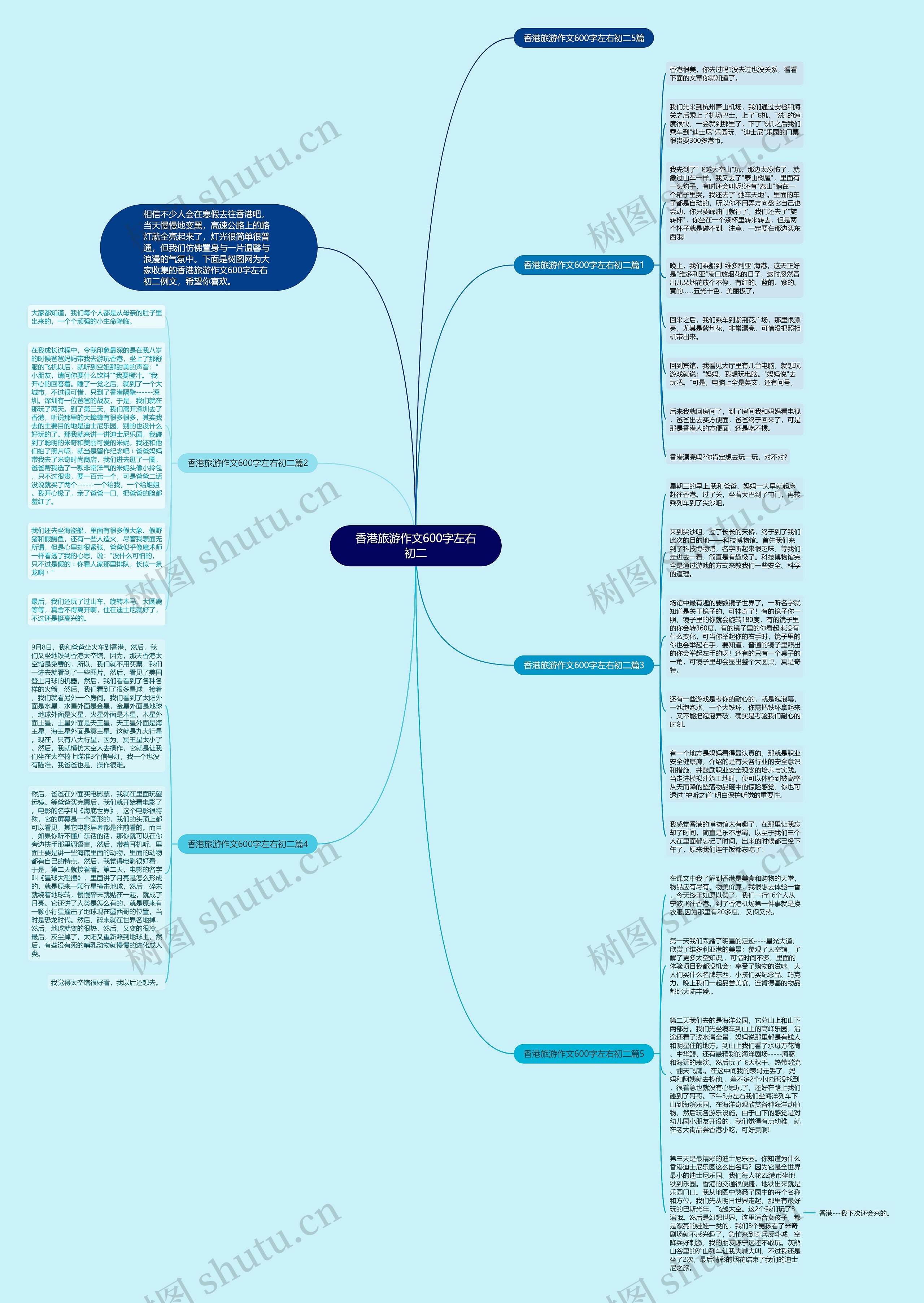 香港旅游作文600字左右初二思维导图