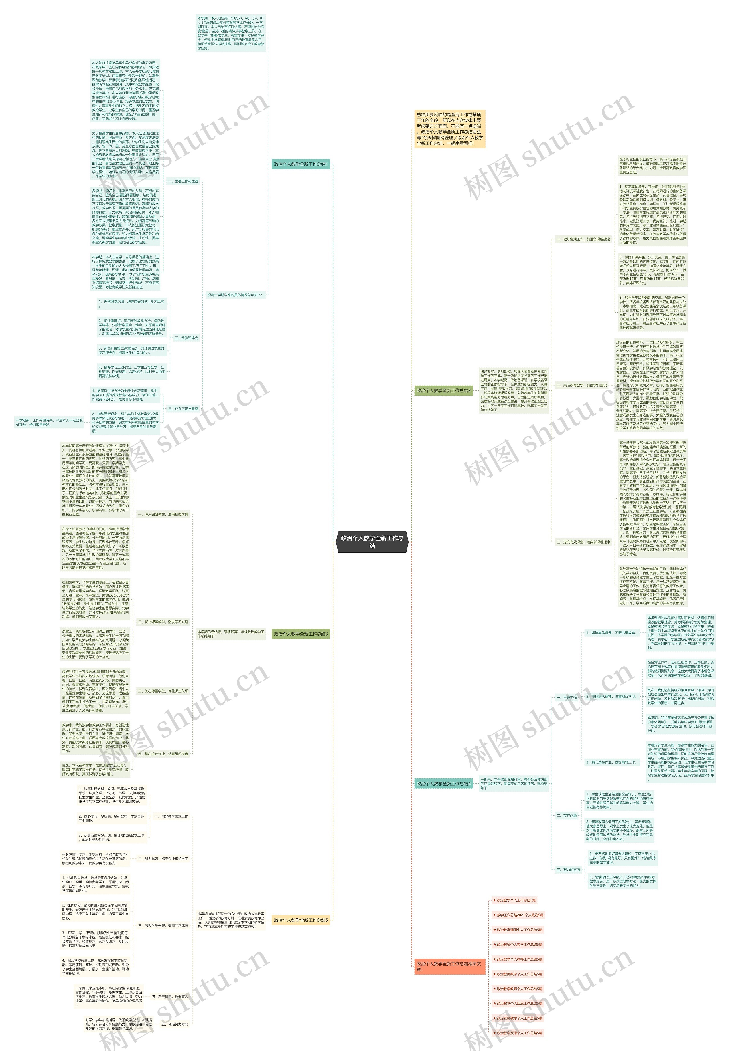 政治个人教学全新工作总结思维导图