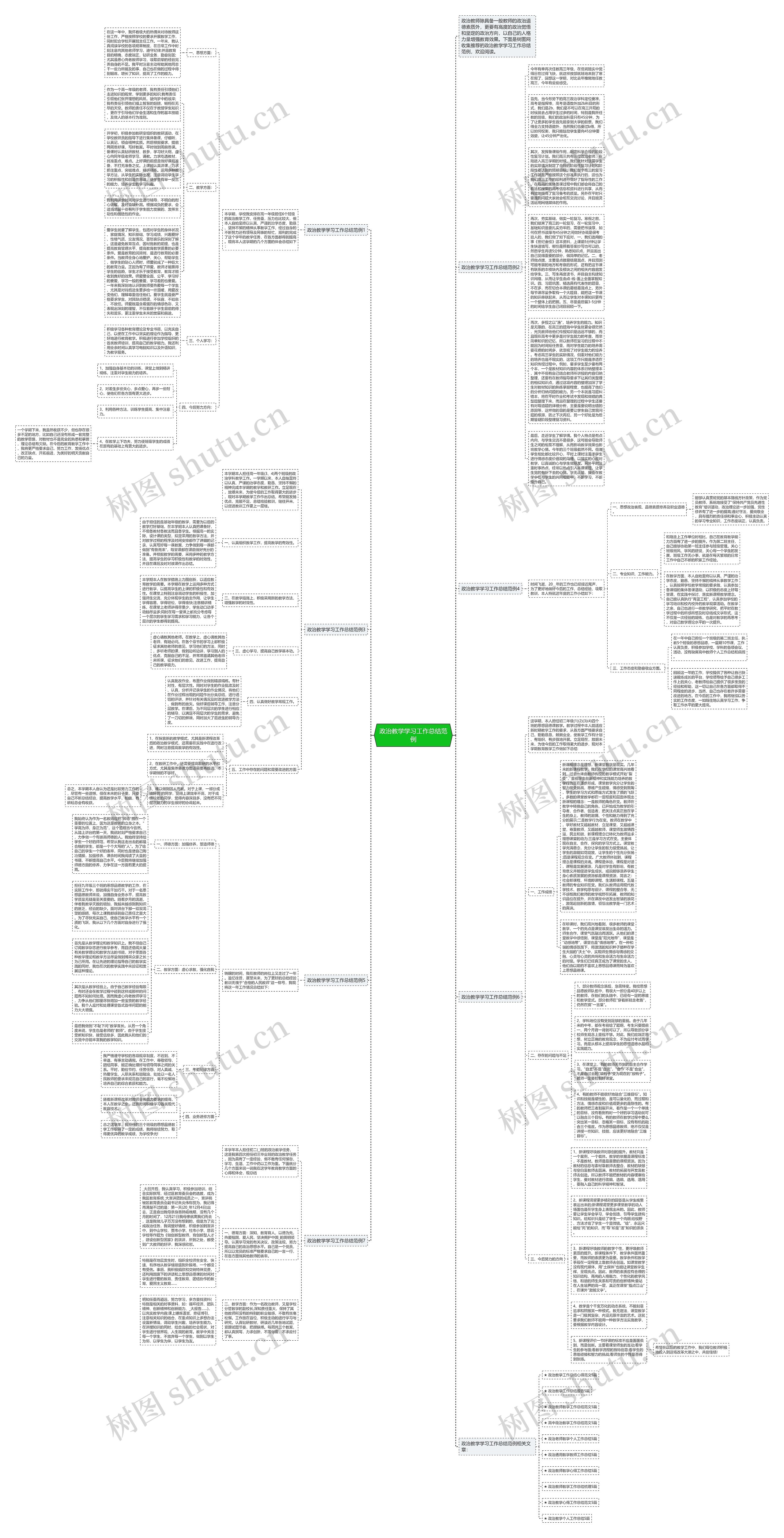 政治教学学习工作总结范例思维导图