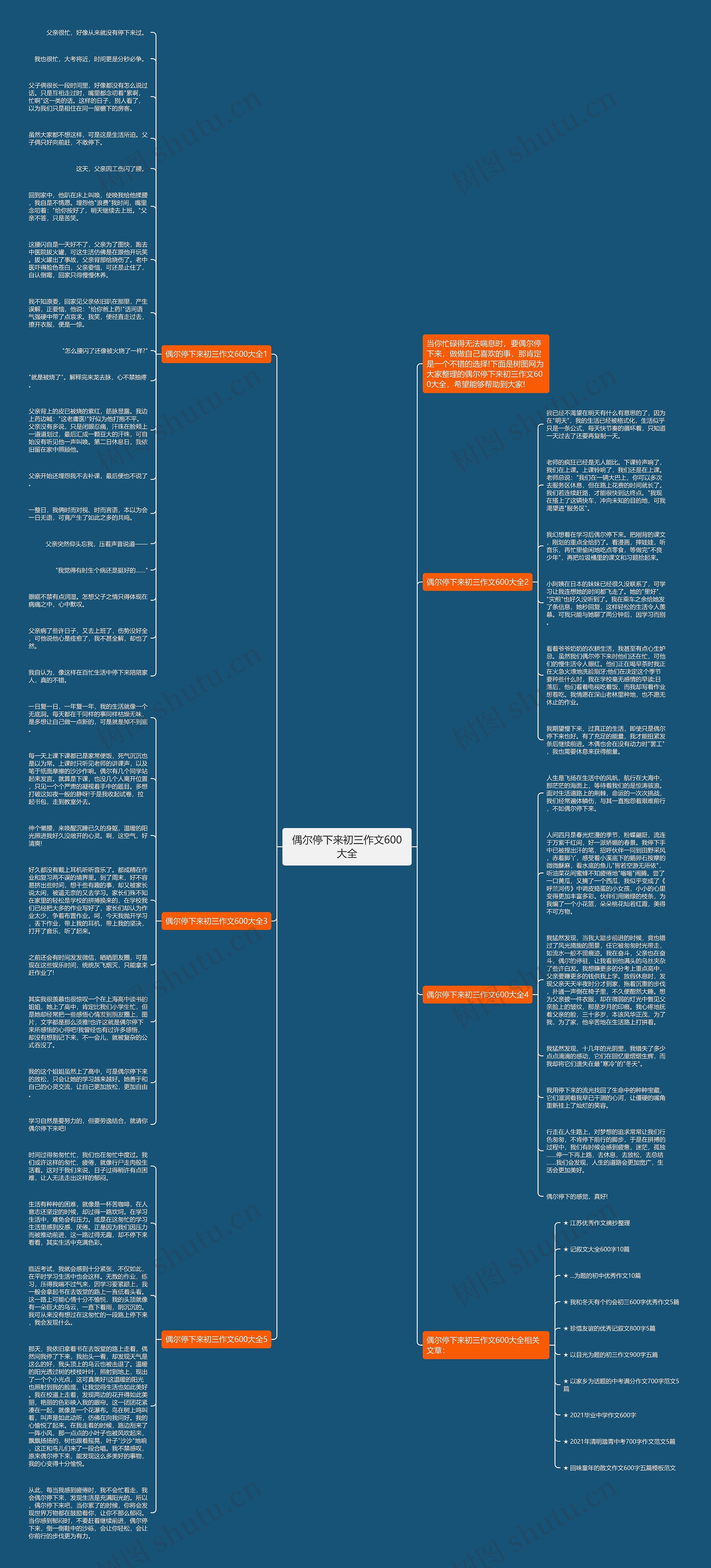 偶尔停下来初三作文600大全思维导图
