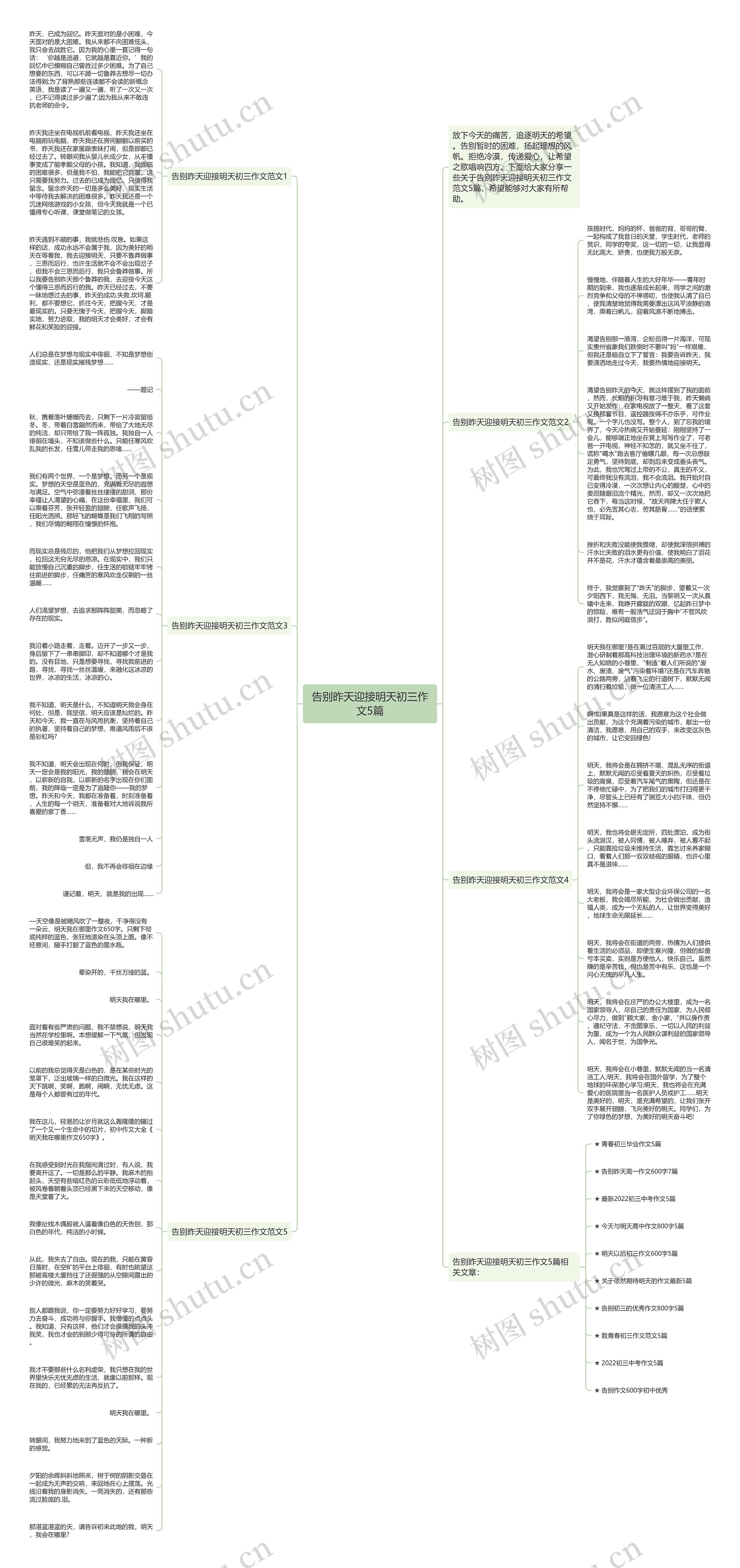 告别昨天迎接明天初三作文5篇思维导图