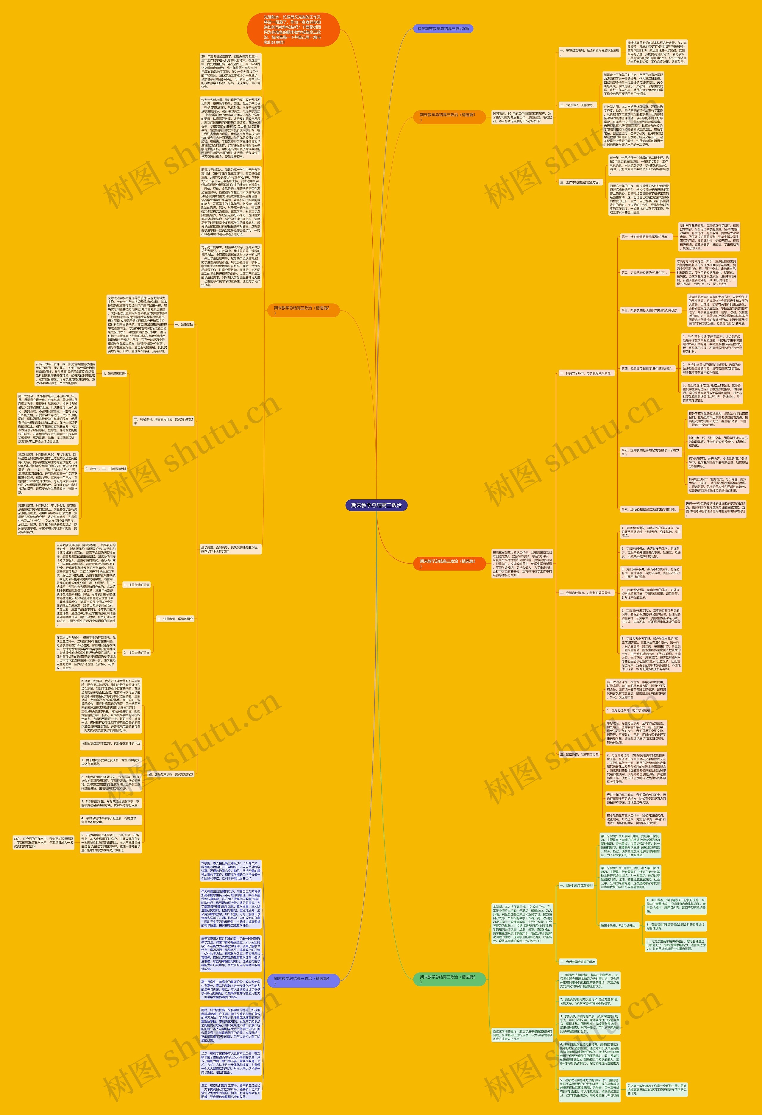 期末教学总结高三政治思维导图