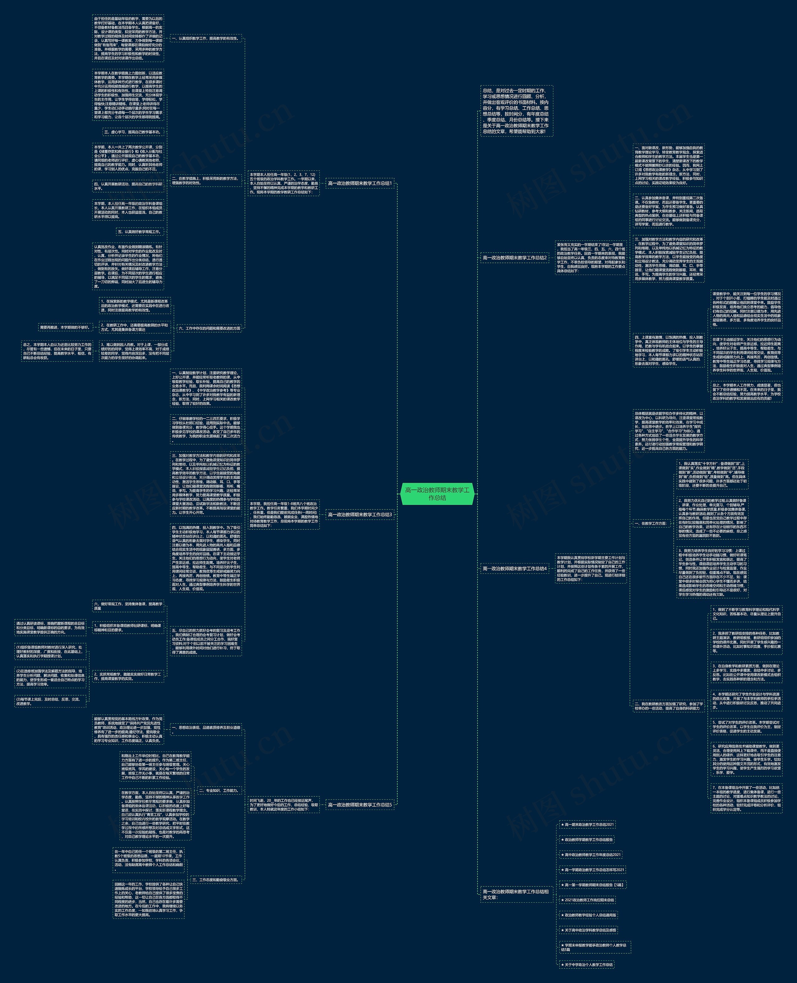 高一政治教师期末教学工作总结思维导图