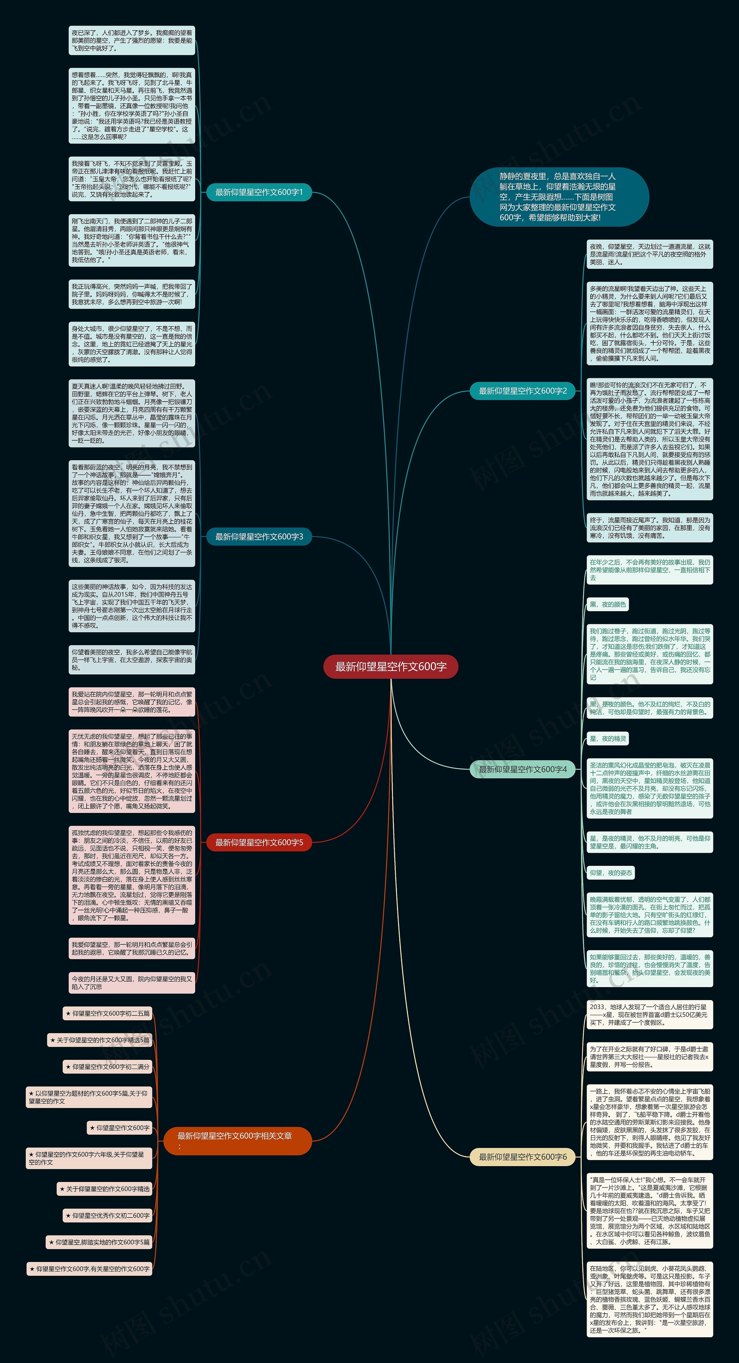 最新仰望星空作文600字思维导图
