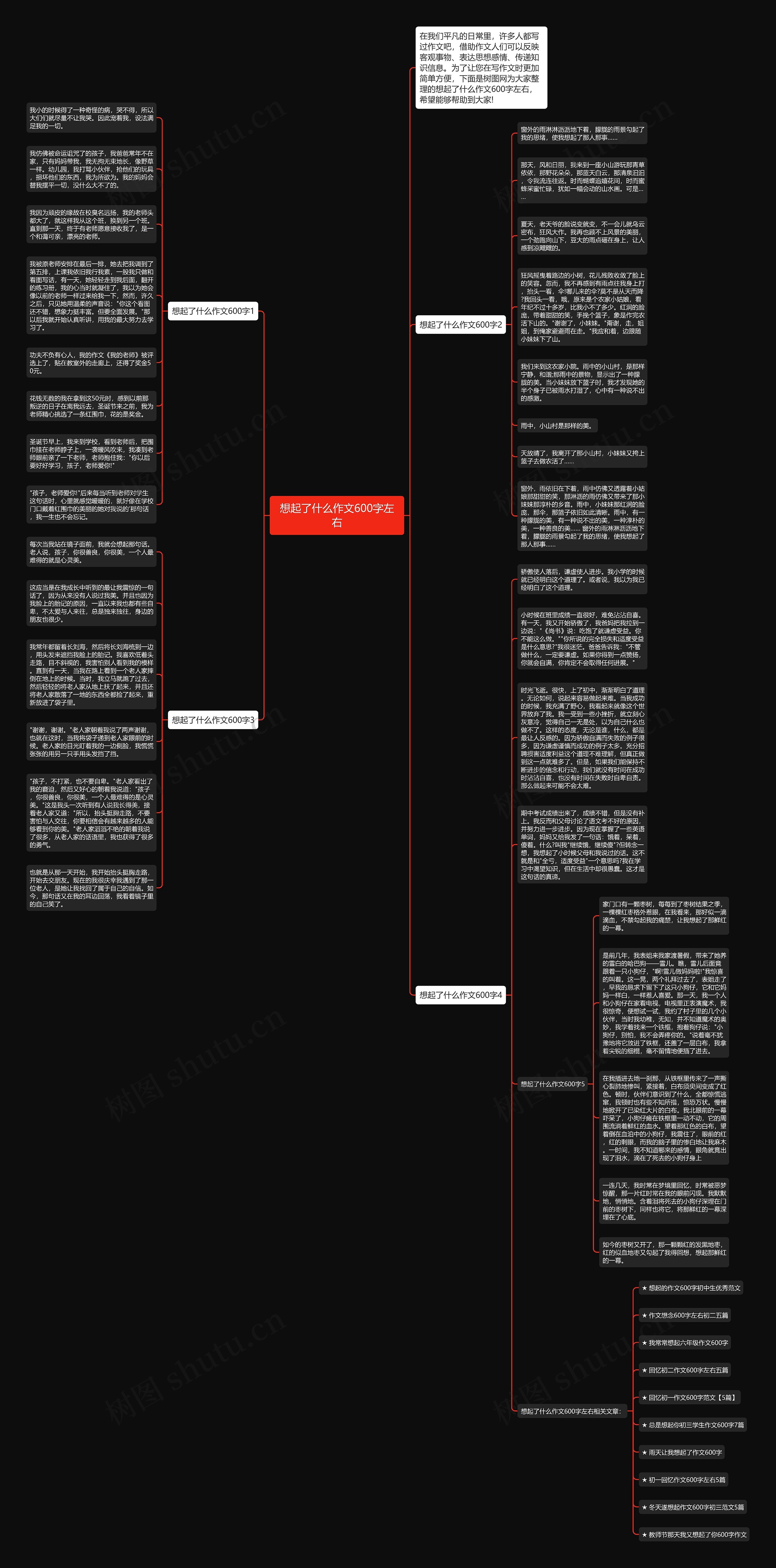 想起了什么作文600字左右思维导图