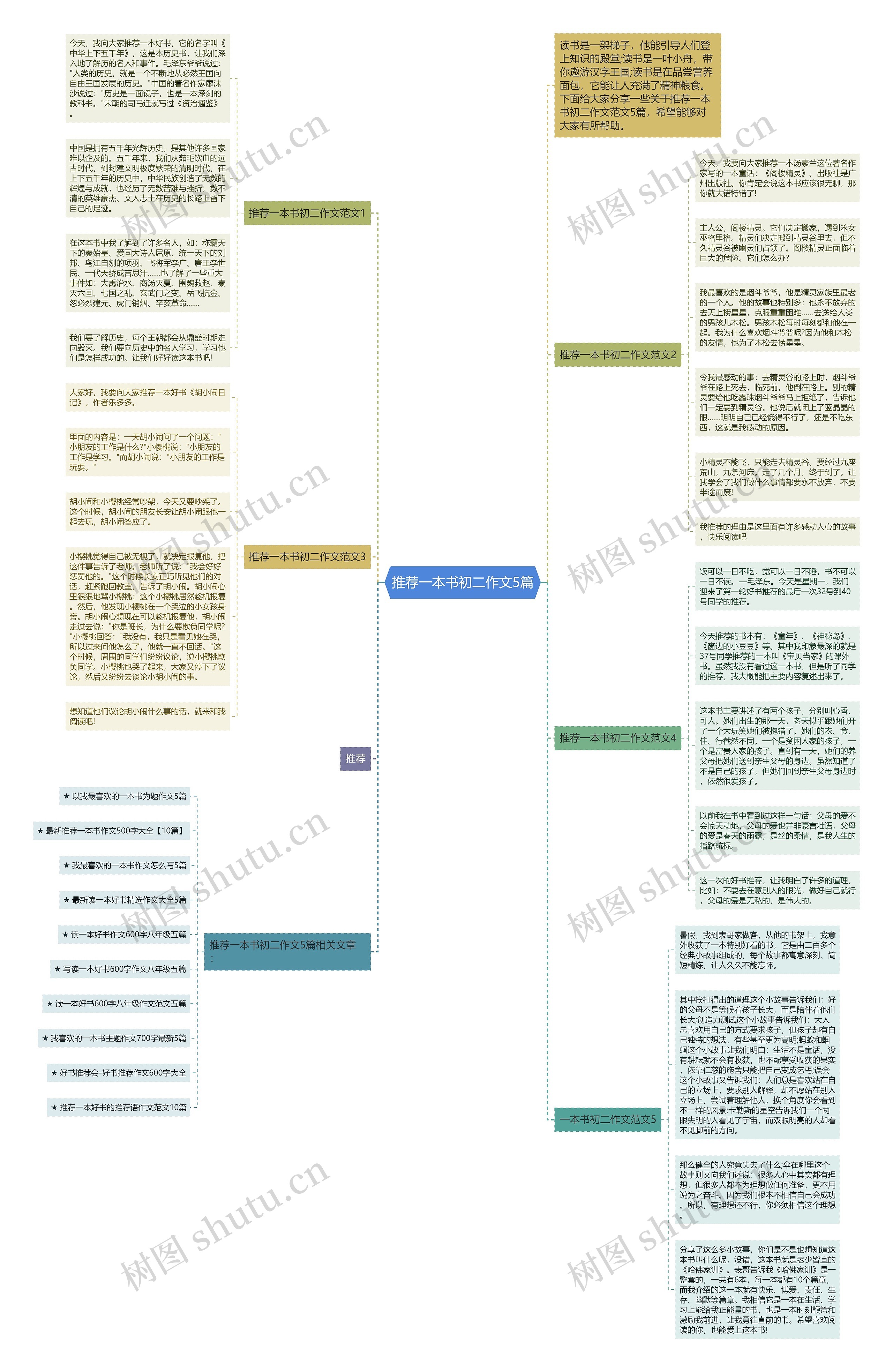 推荐一本书初二作文5篇思维导图