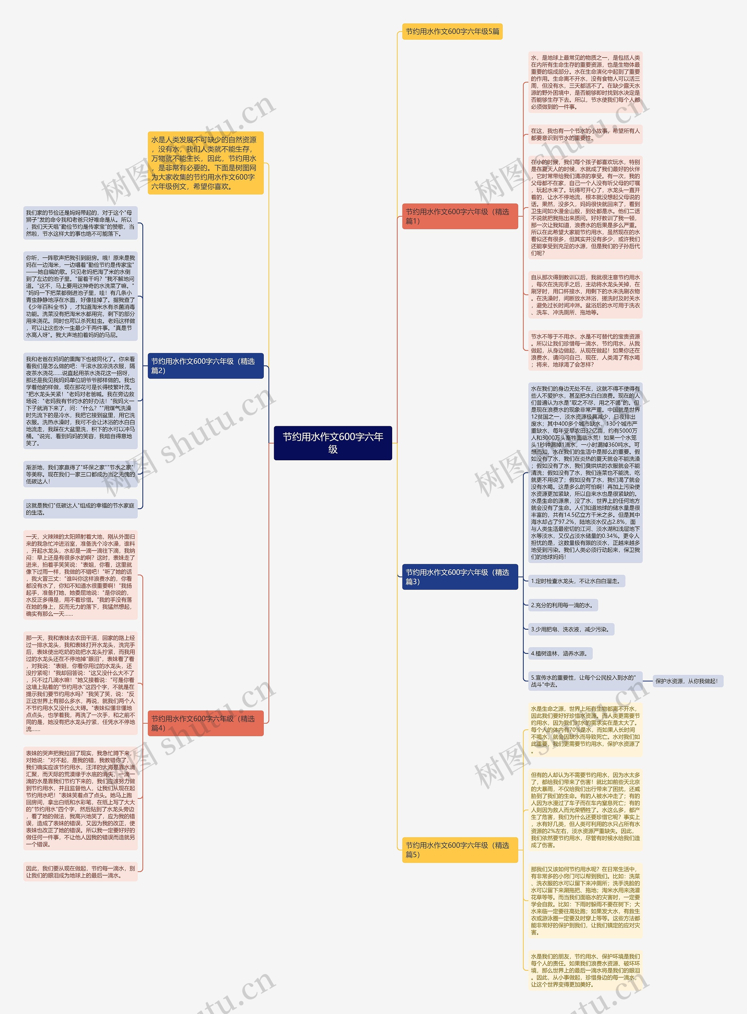 节约用水作文600字六年级思维导图