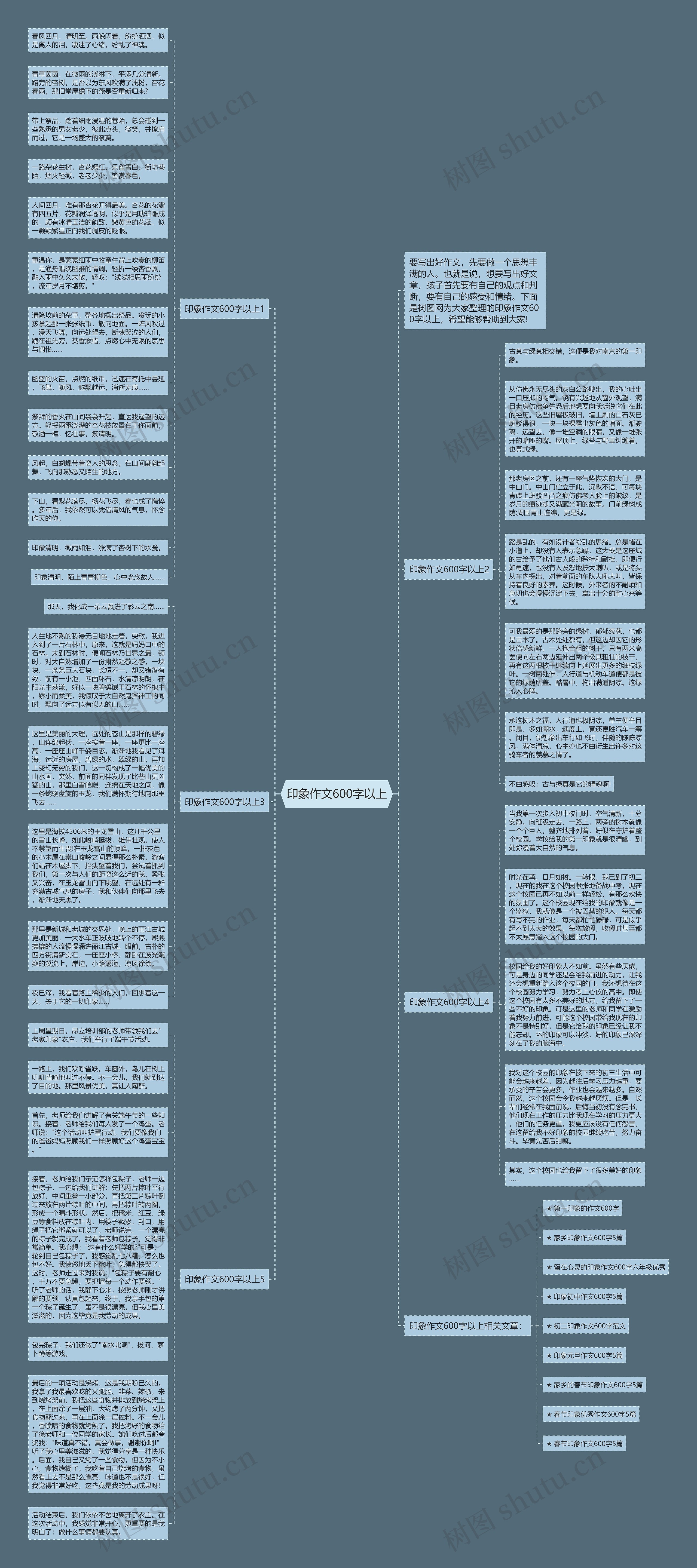 印象作文600字以上思维导图