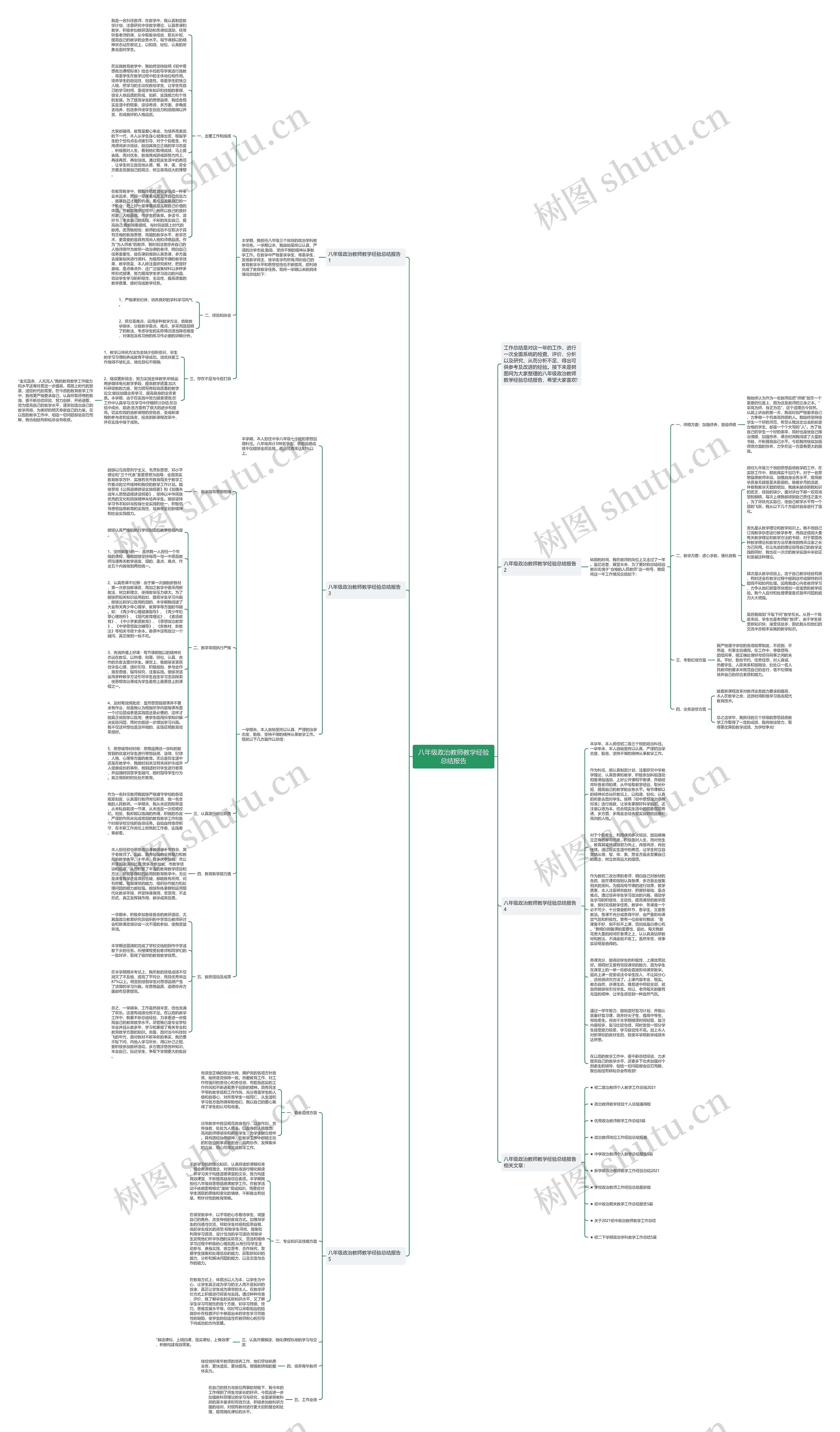 八年级政治教师教学经验总结报告思维导图