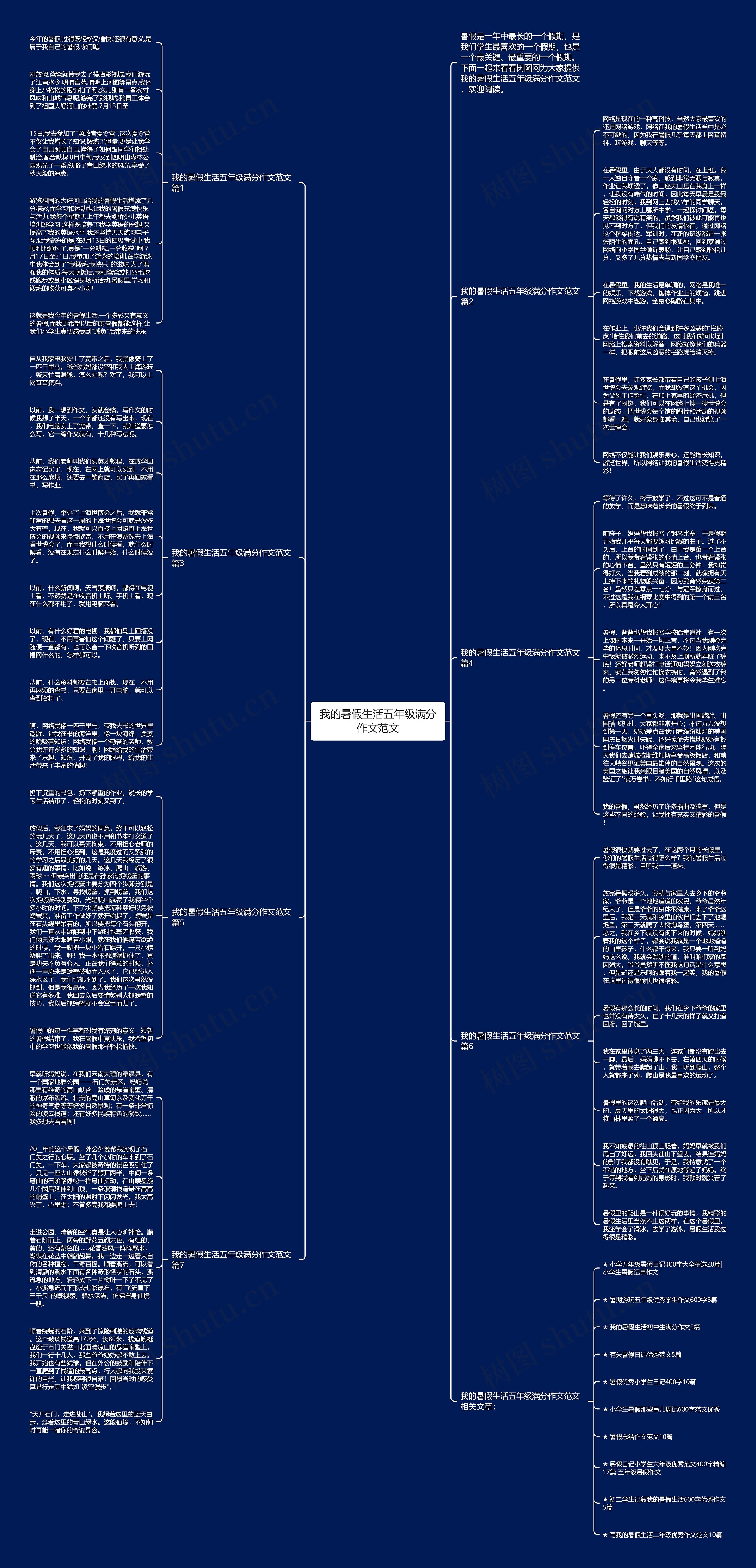 我的暑假生活五年级满分作文范文思维导图