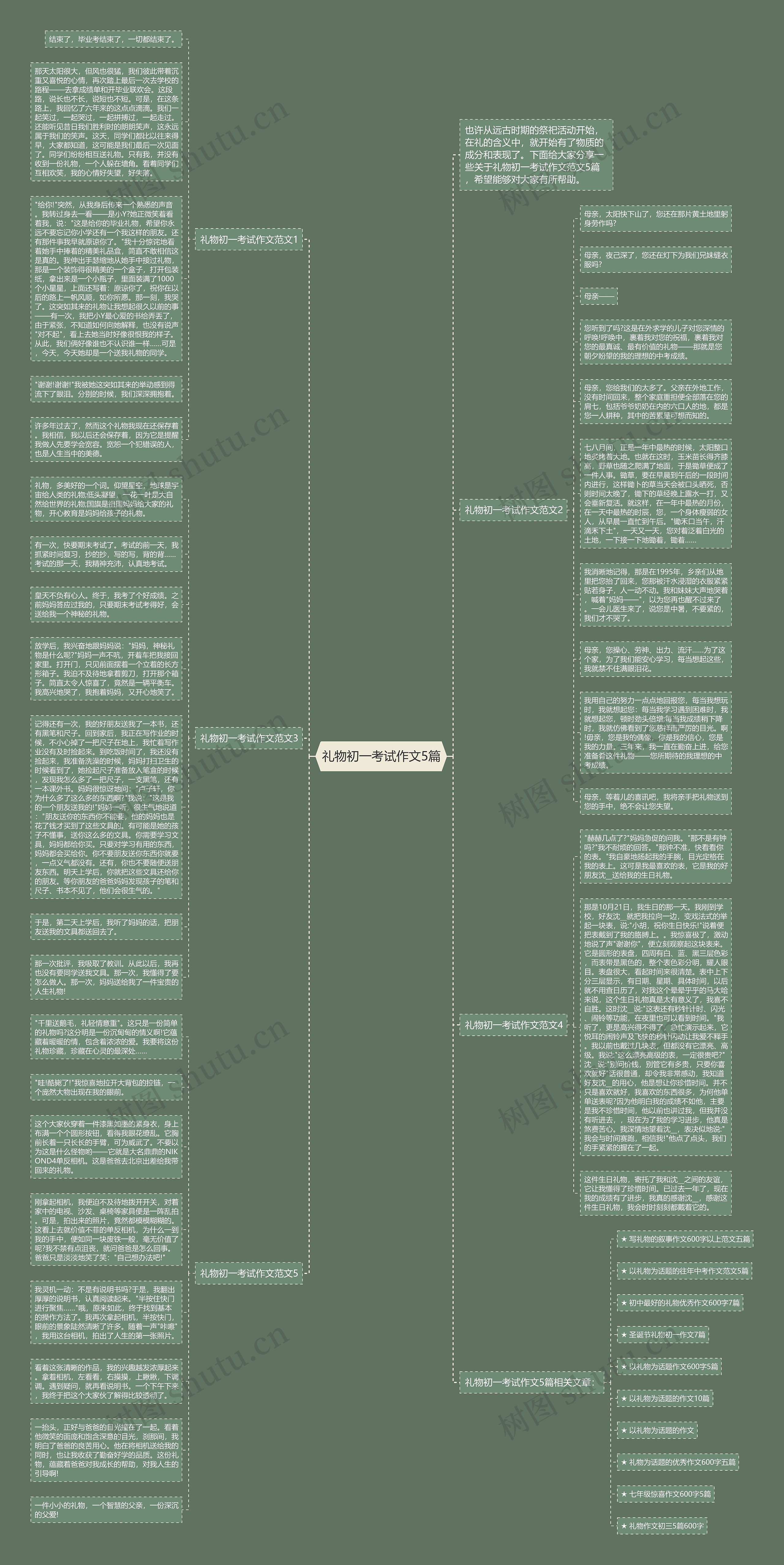 礼物初一考试作文5篇思维导图