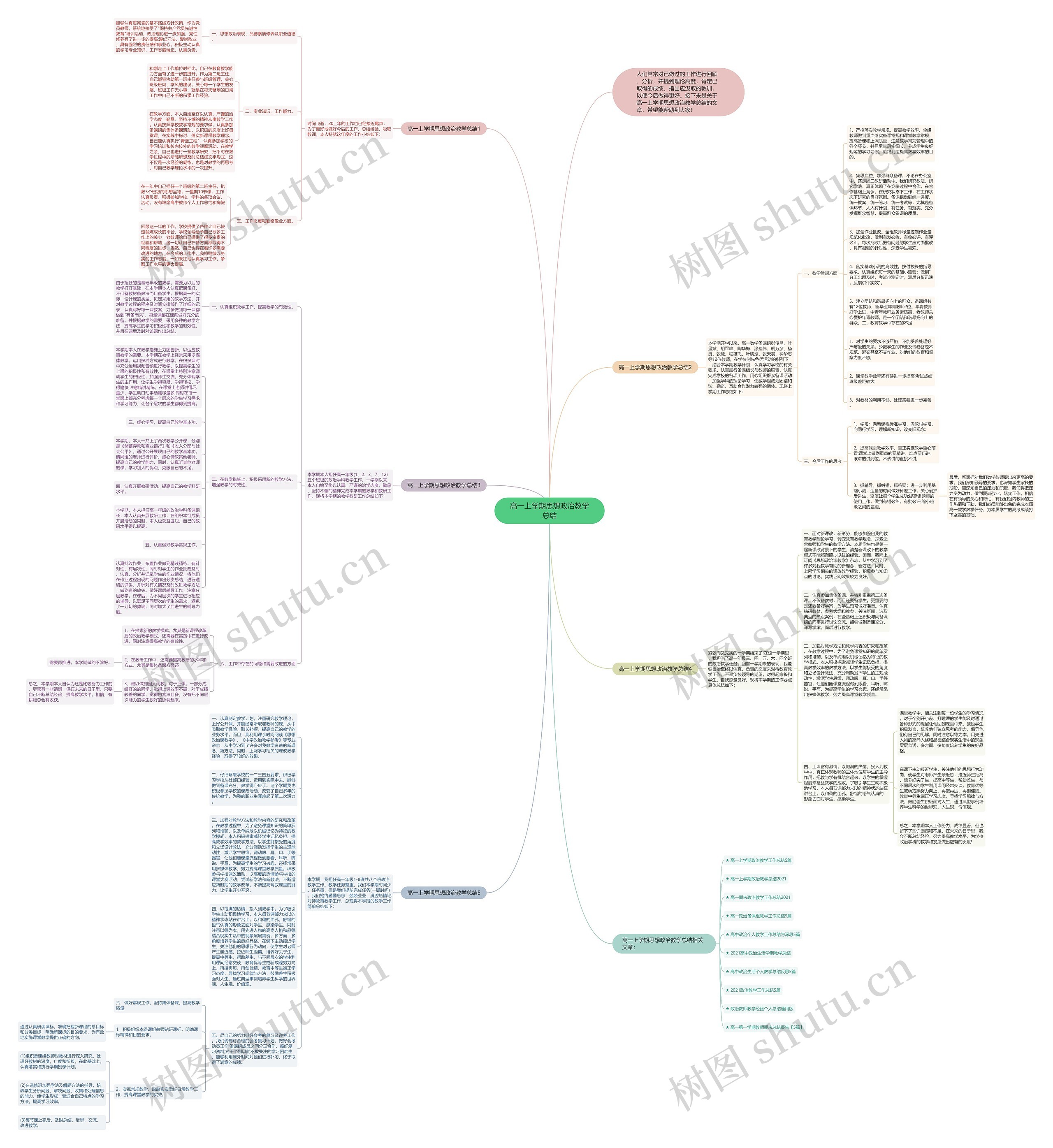 高一上学期思想政治教学总结思维导图